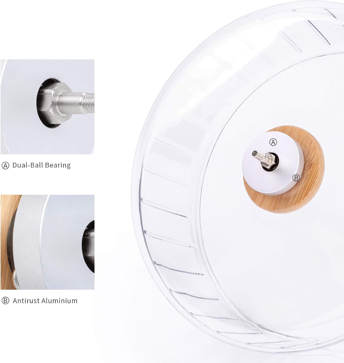 Niteangel Super-Silent Hamster Exercise Wheel: Quiet 8.2 inch Running Wheel | Can 9.1-11.8" Adjustable Height - No Bend Back Spinner Running for Dwarf Syrian Hamster Gerbils Mice Or Other Small Animal - Image 7
