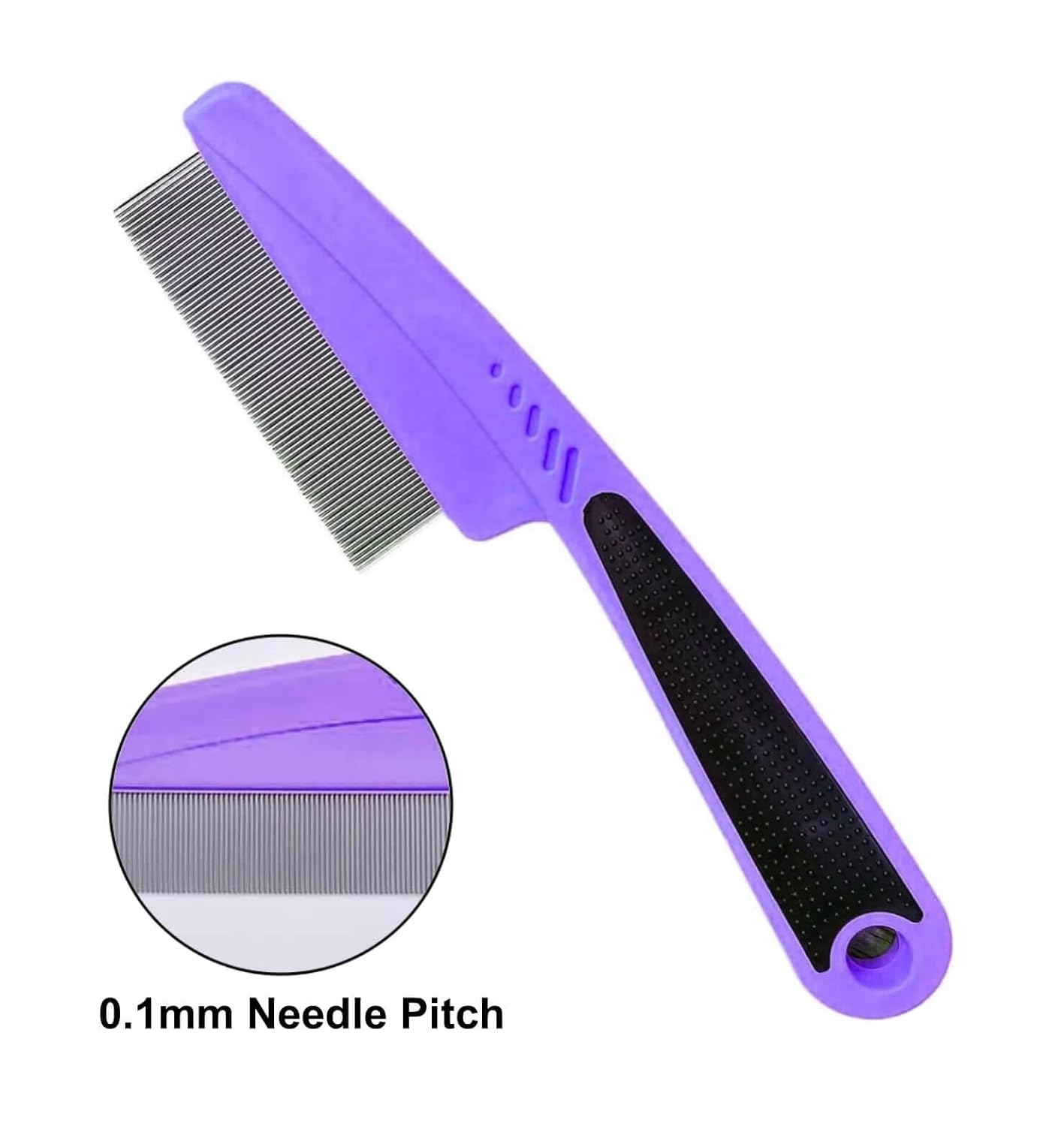 Yumflan Flea Comb with Rubber Handle, Flea and Tick Combs for Dogs & Cats, Fine Tooth Dog Comb for Grooming (Purple) - Image 2