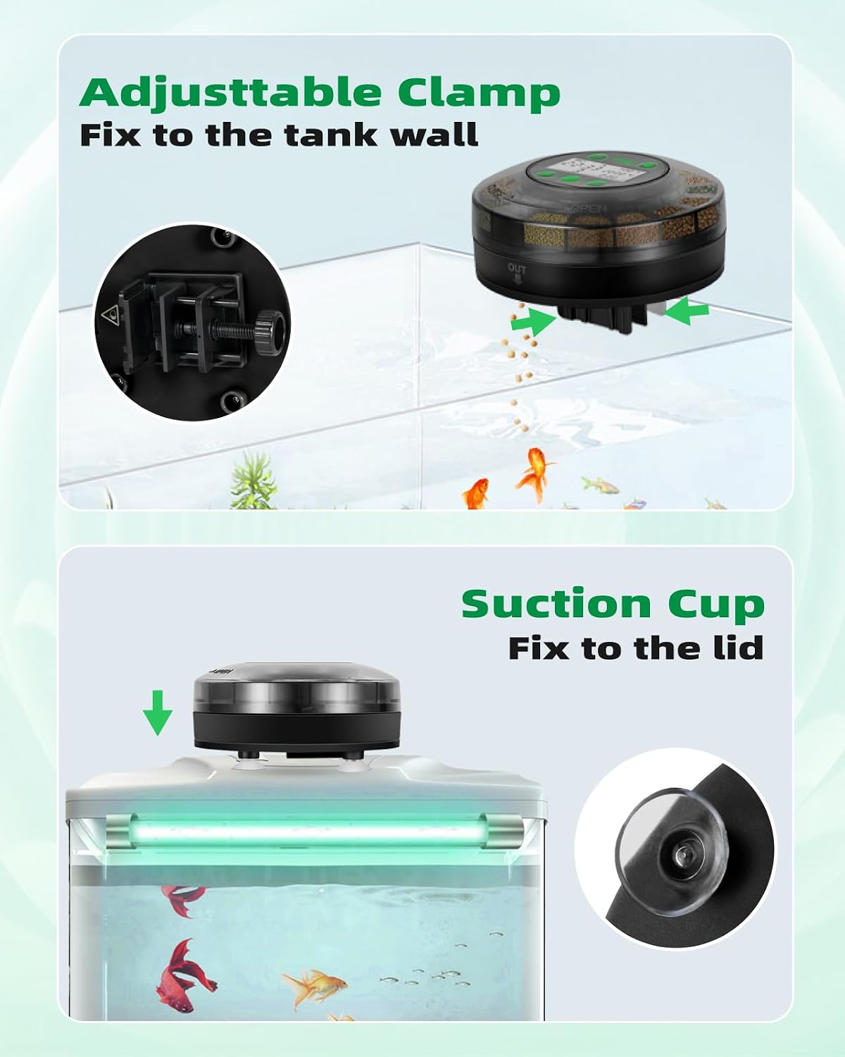 Papettly Automatic Fish Feeder for Aquarium - Auto Fish Food Dispenser for Fish Turtle Tank with USB Cable & LCD Display, Timer Fish Feeder for Vacation Weekend Holiday, with Fish Feeder Spoon - Image 8