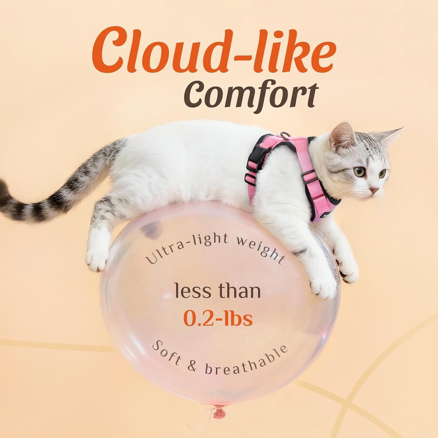 Dooradar Cat Harness and Leash Set, Adjustable and Escape Proof, Xs | Easy Fit, Snap Buckles, Soft Breathable Vest, Sturdy Clip, Reflective Strips, for Small & Average Cat Walks, Pink - Image 6