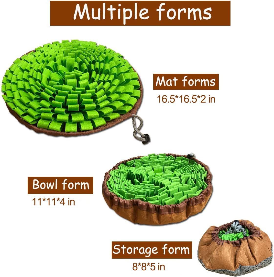Pet Snuffle Mat for Dogs,Interactive Feed Puzzle for Boredom,Encourages Natural Foraging Skills for Cats Rabbits Dogs Bowl, Dog Treat Dispenser Indoor Outdoor Stress Relief,Travel Portable and Compact - Image 2