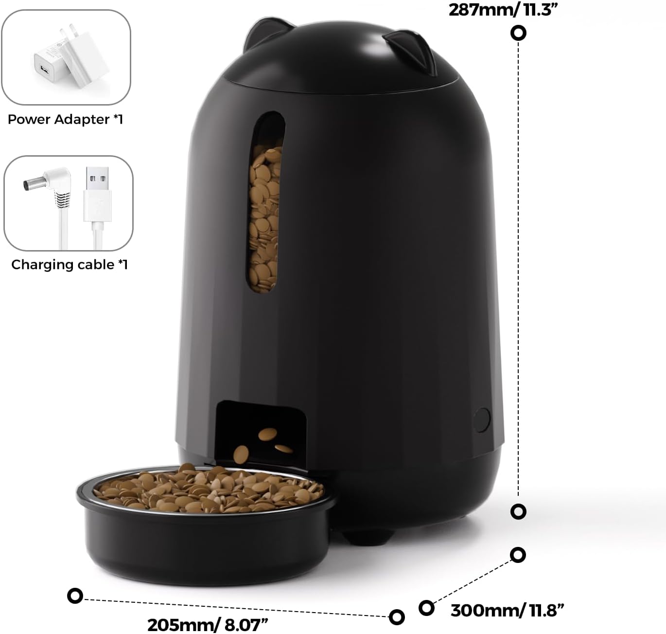 PAPIFEED Automatic Cat Feeder with App, 2.4G WiFi Cat Food Dispenser, 3L Timed Cat Feeders for Dry Food, Slow Feeding Mode, Dual Power Supply Smart Pet Feeder for Cat, Black - Image 7
