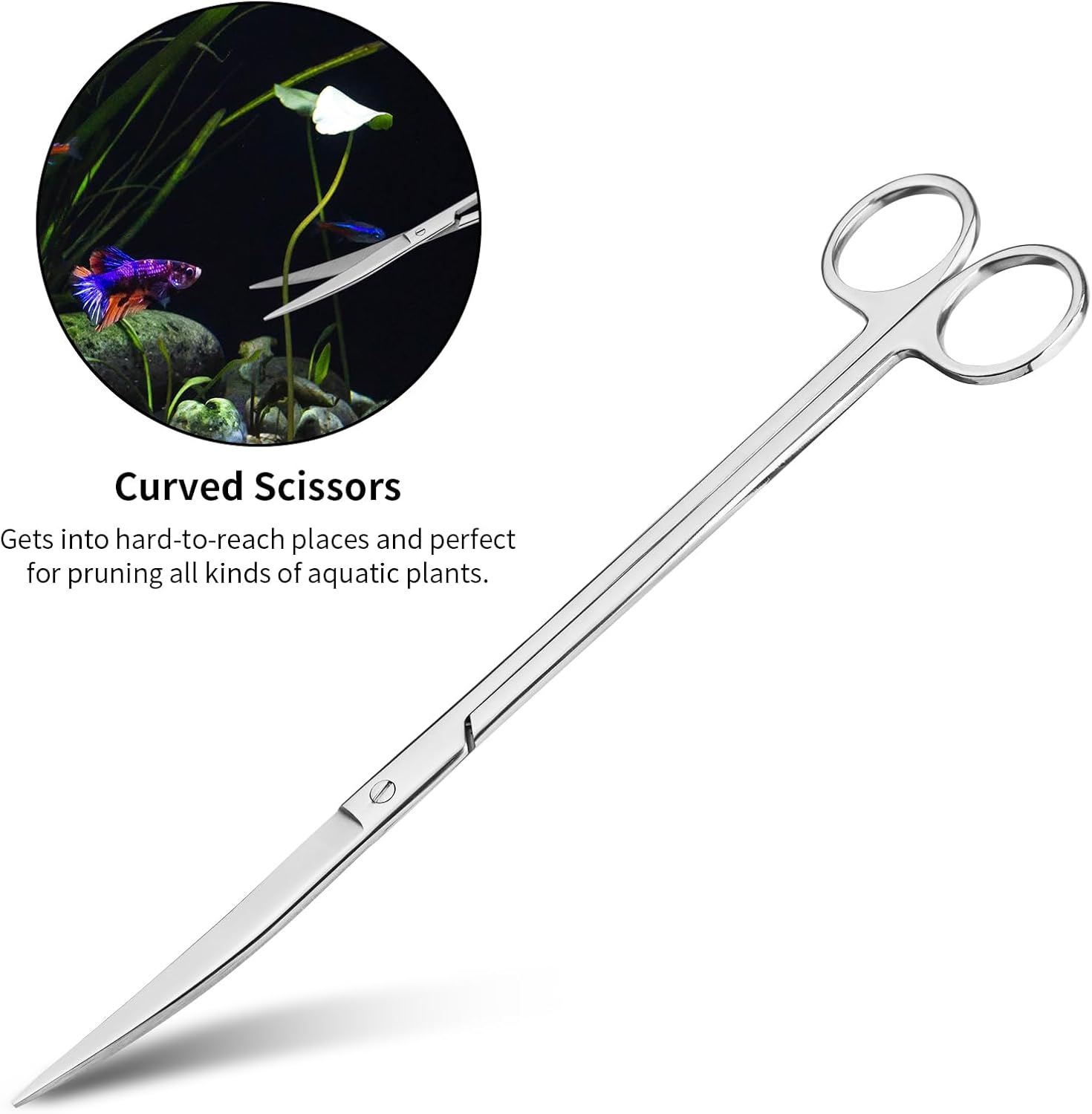 Ohtomber Aquascape Tools Aquarium Kit - 4PCS Terrarium Supplies Include Long Tweezers for Terrarium, Feeding Tongs, Aquarium Scissors, Algae Scraper for Fish Tank Cleaning Plant Trimming - Image 3