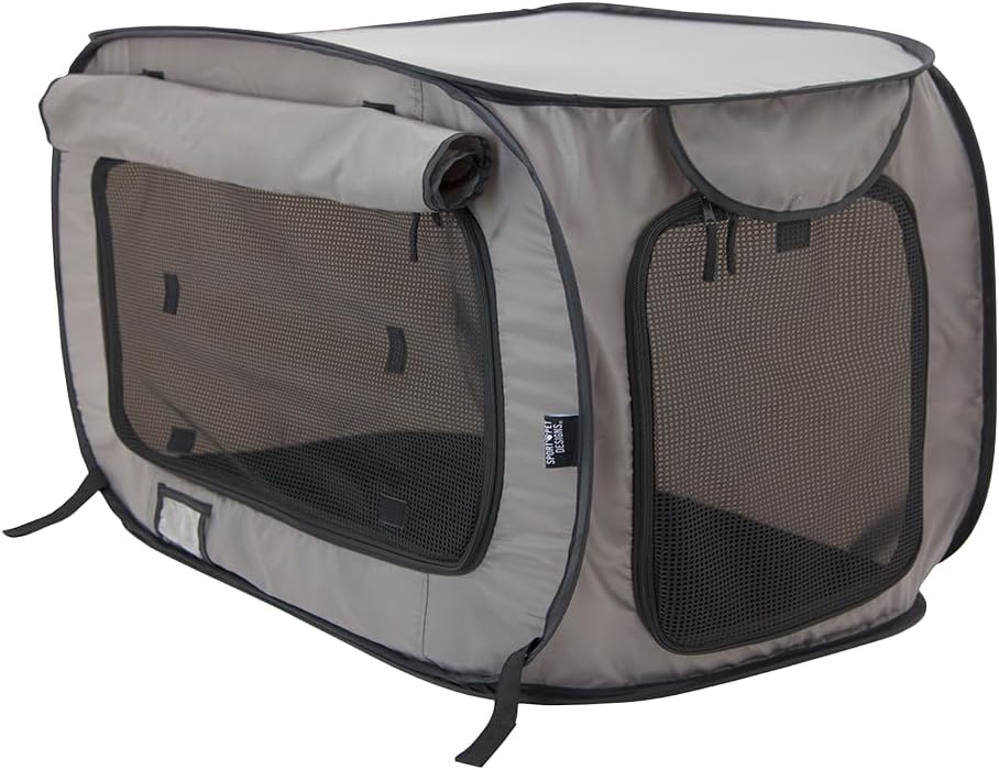 SportPet Designs Large Pop Open Kennel, Portable Cat Cage Kennel, Waterproof Pet bed, Carrier Collection - Image 2