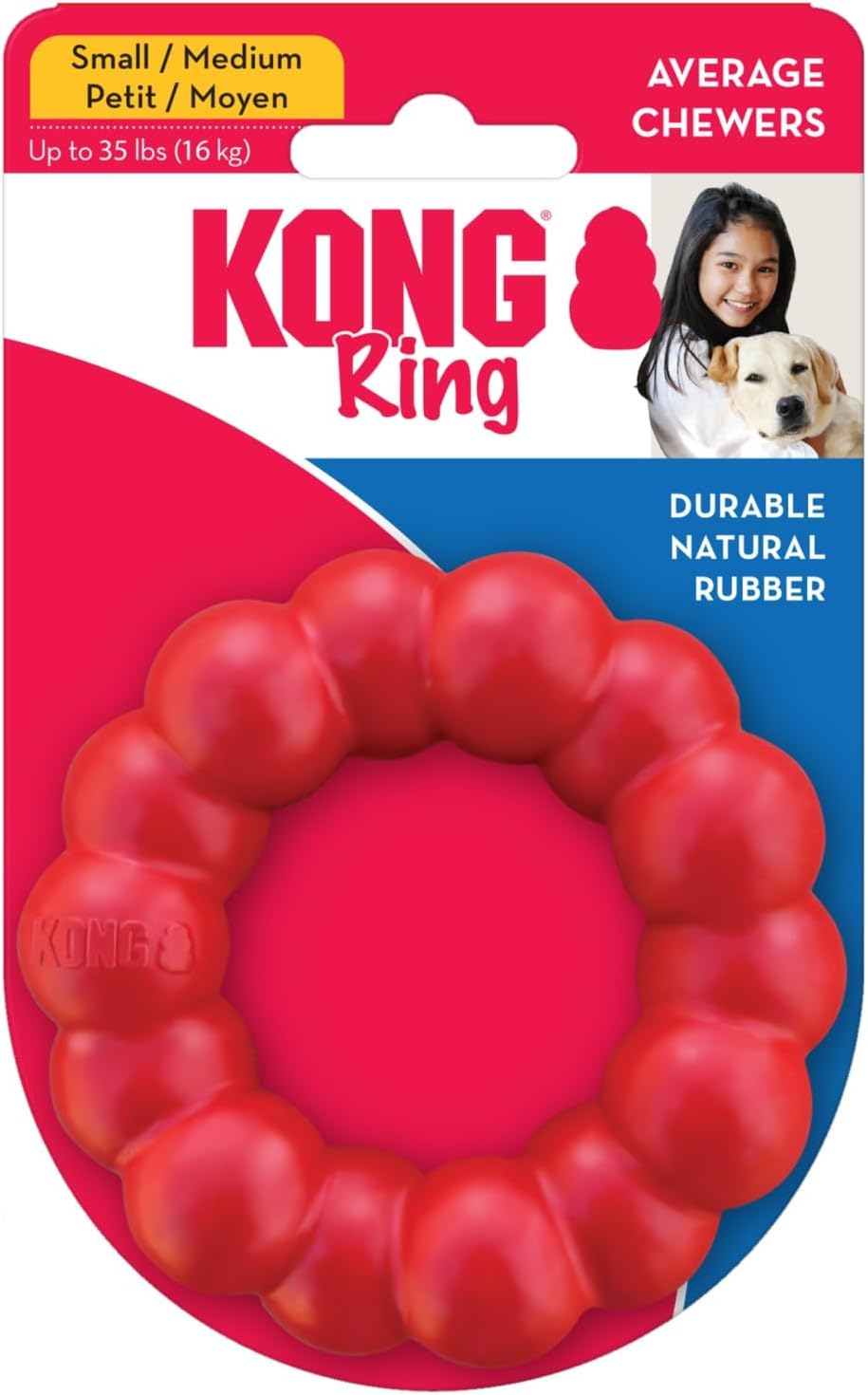 KONG Ring - Natural Rubber Ring Toy for Healthy Chewing Habits - Chew Toy Supports Dog Dental Health - Dog Toy Supports Instincts During Playtime - for Small/Medium Dogs - Image 9