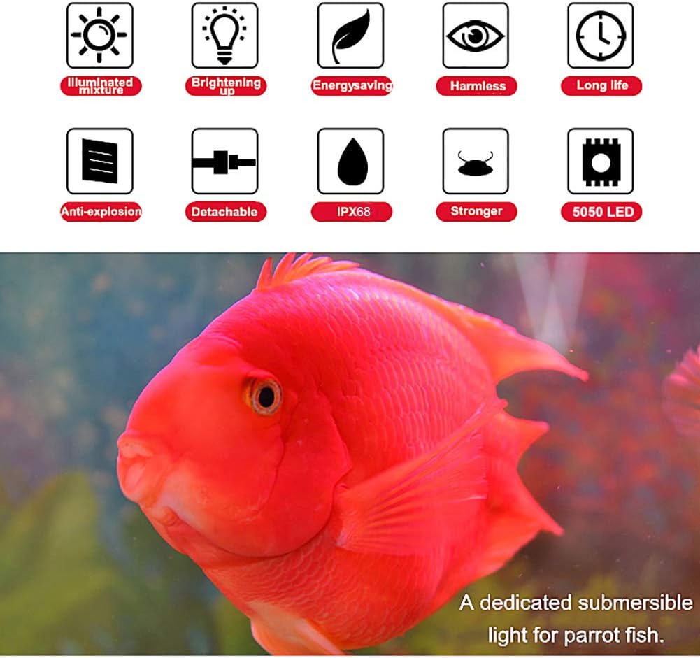 MQ 8 in Submersible LED Aquarium Light, 1.2W Color Changing Fish Tank Light with Remote Control, IP68 Crystal Glass 9 LEDs Lights Bar, for Fish Tank 10-15 inch - Image 3