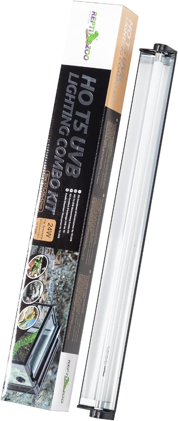 REPTI ZOO 24W Reptile T5 HO UVB Lighting Combo Kit, 22" Light Fixture Reptile Terrarium Hood, with Detachable Curved Reflector and 5.0 UVB T5 Lamp Bulb, ETL certificated - Image 8