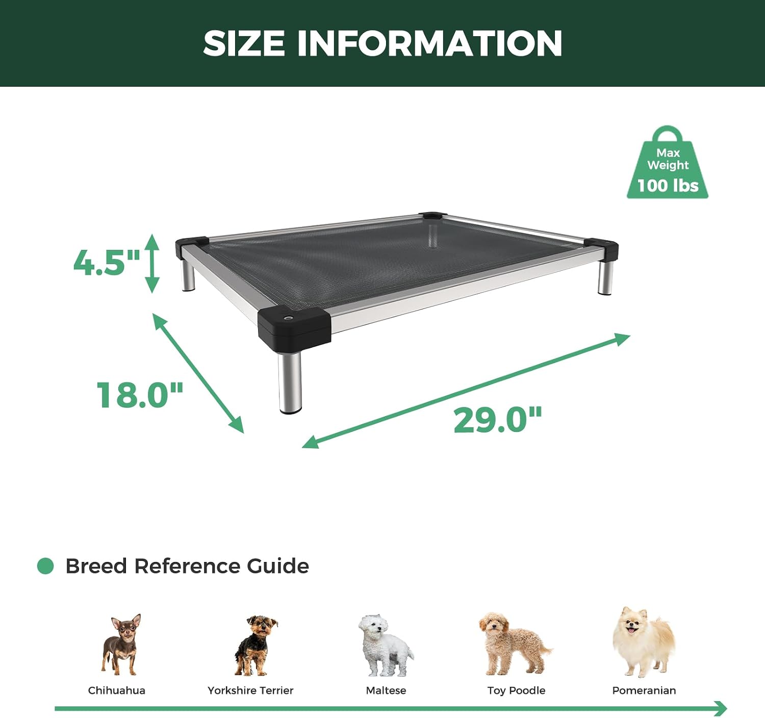 FXW TitanNest Chew-Proof Elevated Dog Bed, Raised Cot for Indoor/Outdoor/Camping Use, Durable & Waterproof Cooling Pet Bed for Extra-Small Dogs, 29.0" L x 18.0" W x 4.5" H, Black - Image 9