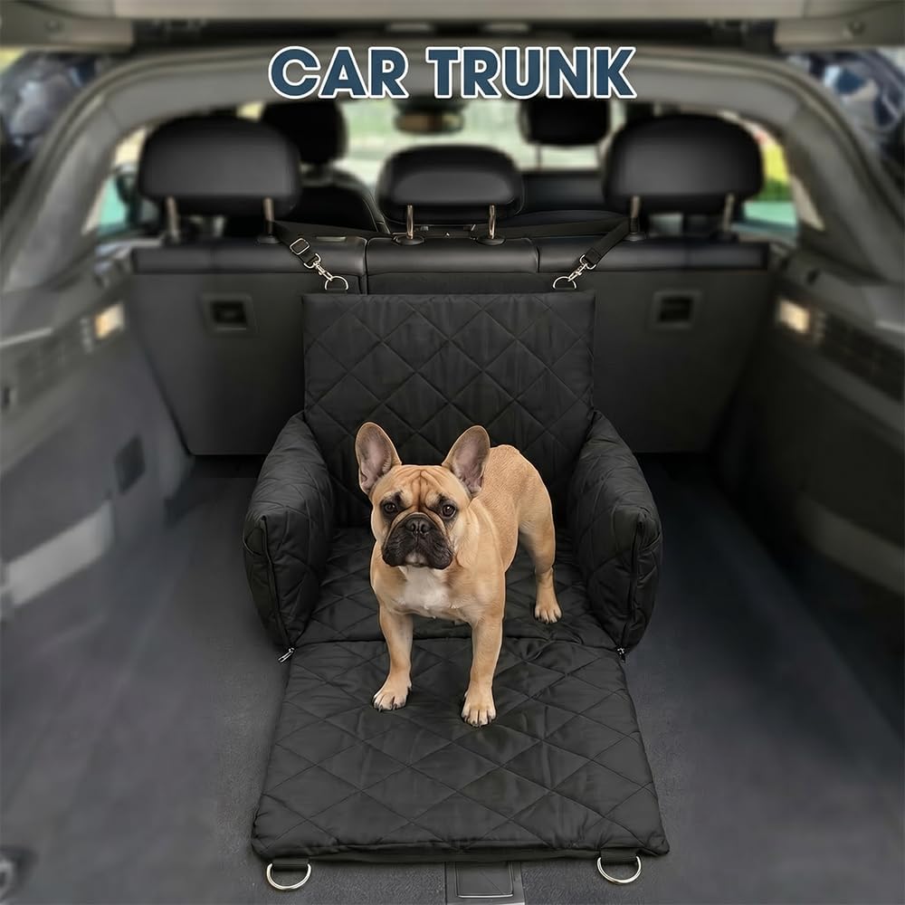6-in-1 All-Season Waterproof Dog Car Seat, Dog Booster Seat for Small Medium Dogs, Foldable Pet Car Carrier, Travel Bed with Safety Leash, Washable Detachable Cover - Image 2