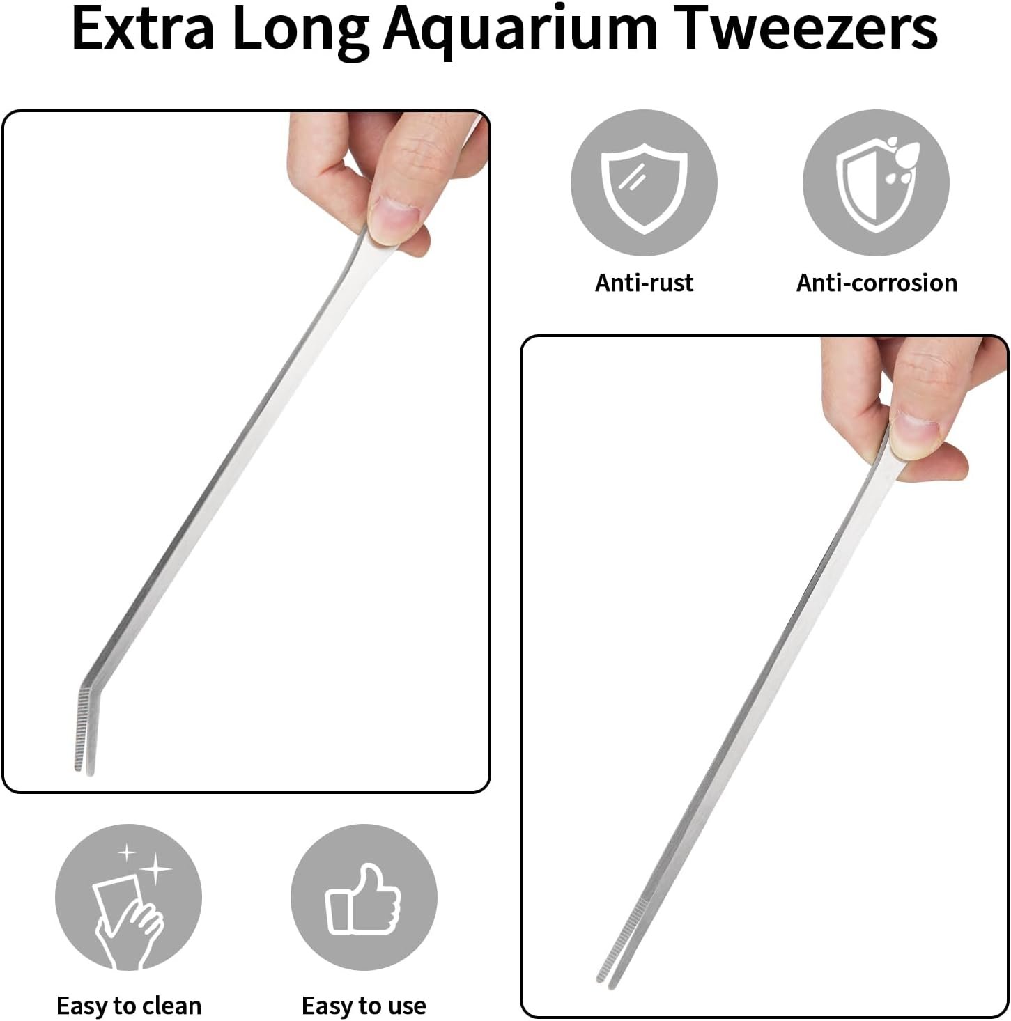 Fri4Free 2PCS 10.6" Stainless Steel Aquarium & Reptile Feeding Tweezers | Straight & Curved Tips, Extra Long, For Lizards Snakes Bearded Dragon, Plant, Aquascape Terrarium Tank Tools,Accessories - Image 5