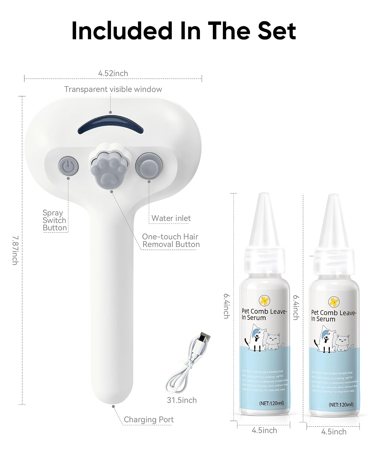Pet Steam Brush Dog Cat 2026 New Grooming Comb for Shedding, Floating Hair, Smooth & Detangling, Gentle Cool Mist Softens Hair Reduces Static Helps Pets Who Dislike Bathing,2*Waterless Shampoo - Image 9