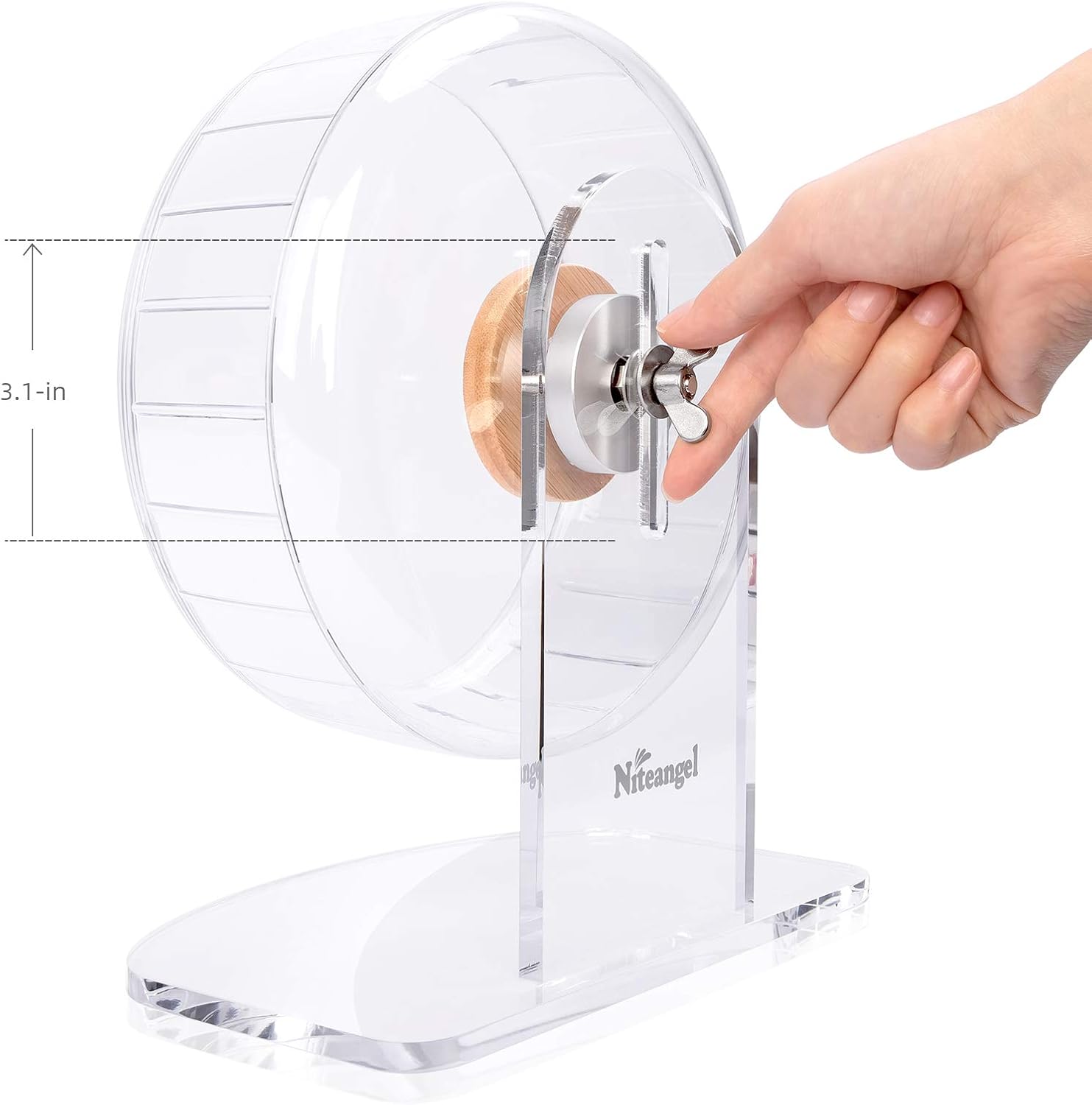 Niteangel Super-Silent Hamster Exercise Wheel: Quiet 8.2 inch Running Wheel | Can 9.1-11.8" Adjustable Height - No Bend Back Spinner Running for Dwarf Syrian Hamster Gerbils Mice Or Other Small Animal - Image 6