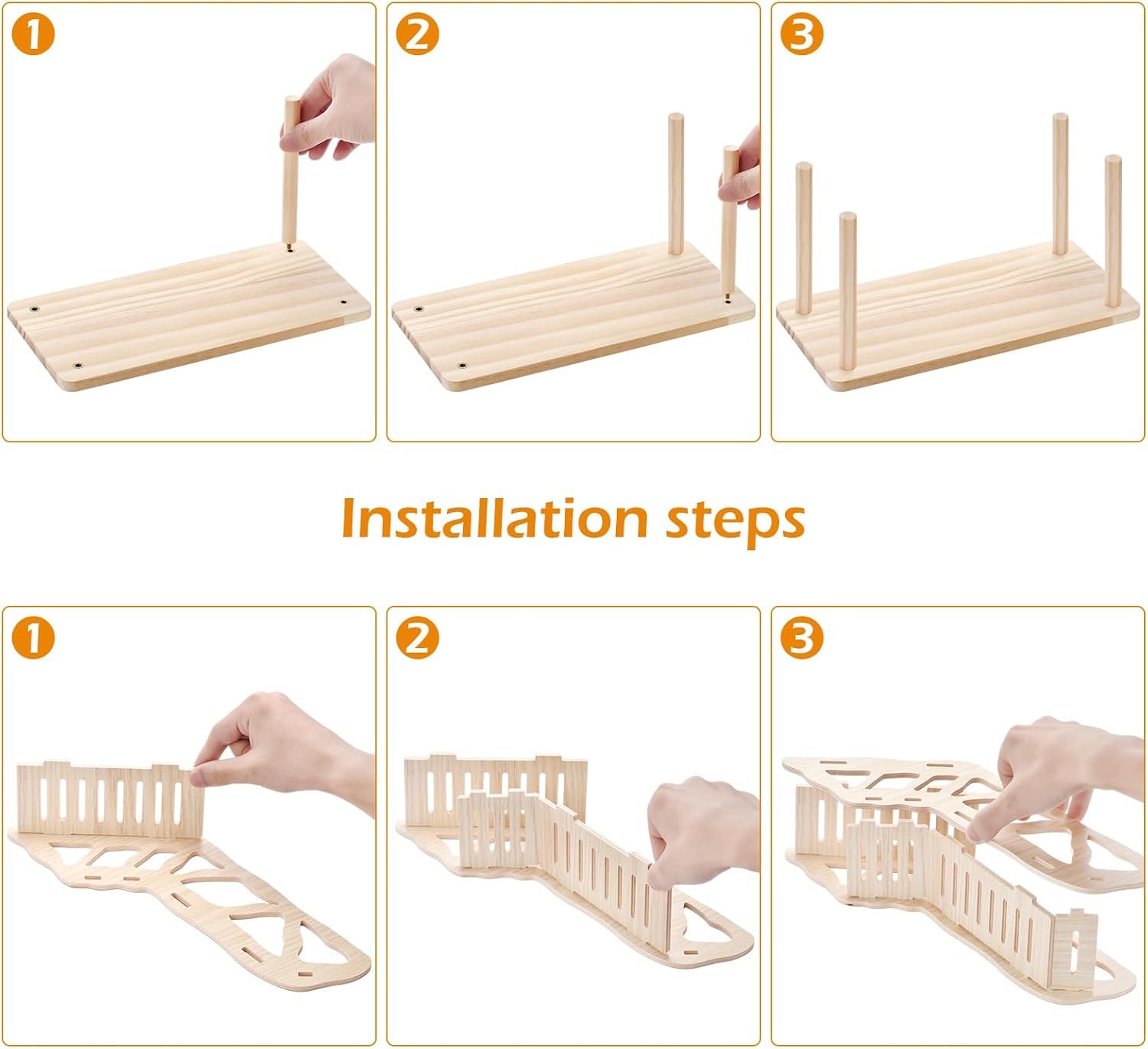 (2-piece Set) Hamster Game Wooden Platform, Tunnel Ladder Hidden Area Platform with Wooden Support Columns, Toy cage Accessories for Hamster Squirrels and Other Small Pets - Image 3