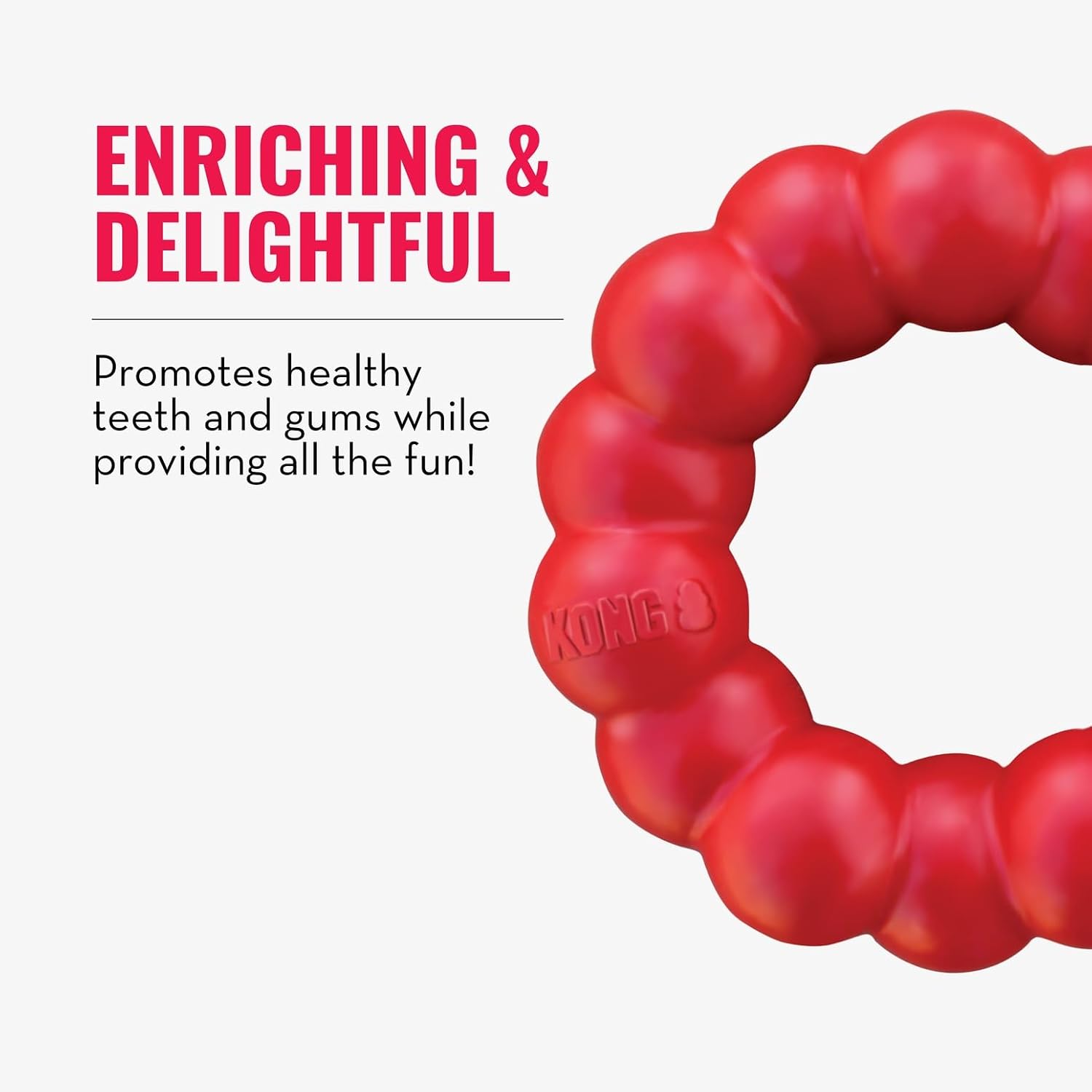 KONG Ring - Natural Rubber Ring Toy for Healthy Chewing Habits - Chew Toy Supports Dog Dental Health - Dog Toy Supports Instincts During Playtime - for Small/Medium Dogs - Image 7