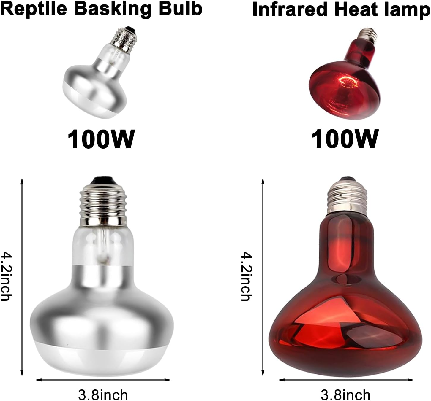 DXOPHIEX 15 inch Dual Reptile Light Fixture, Max 150W Dual Dome Reptile Heat Lamp with 100W Basking Bulb&Infrared Heat Lamp, UVB Light Fixture for Terrarium and Tortoise Habitat - Image 2