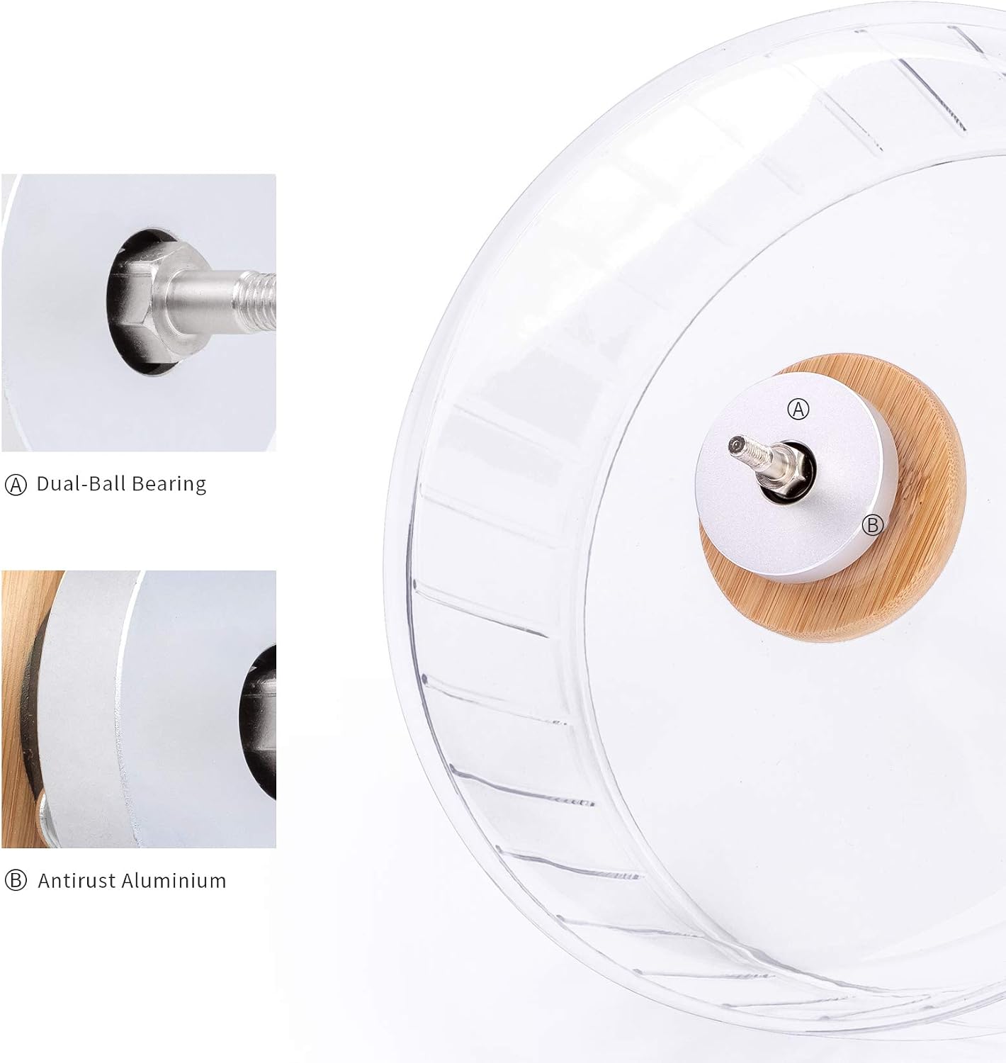 Niteangel Super-Silent Hamster Exercise Wheels - Quiet Spinner Hamster Running Wheels with Adjustable Stand for Hamsters Gerbils Mice Or Other Small Animals (M, Transparent) | Can 10.6-13.4" Adjustable Height - No Bend Back Spinner Running for Dwarf Syrian Hamster Gerbils Mice Or Other Small Animal - Image 7