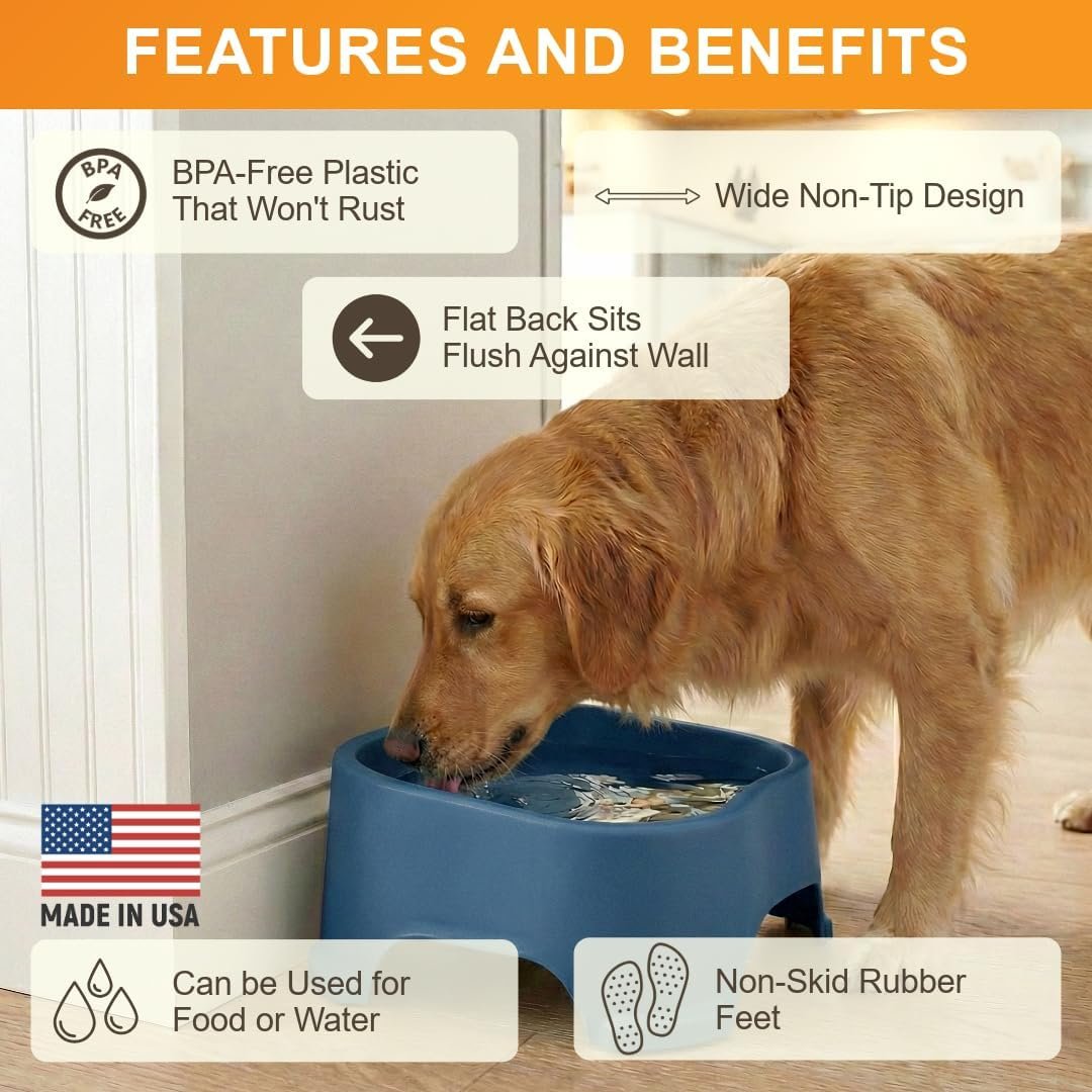 Neater Pet Brands Extra Large Water Bowl for Dogs, Outdoor Dog Water Bowl (1.25 Gallon XL Capacity), Big Trough Style Food Dish for Indoors or Outside, No Spill Large Dog Bowls, Dark Blue - Image 5