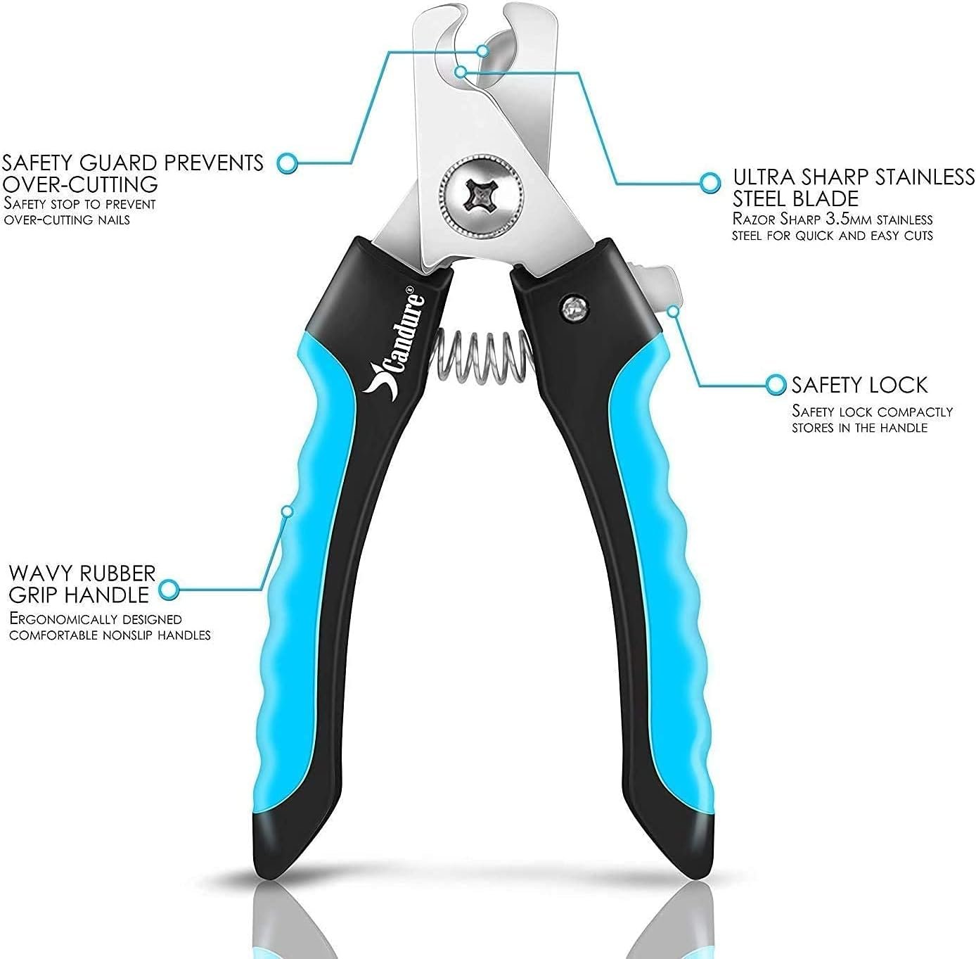 Candure Dog Nail Clippers and Trimmer with Safety Guard to Avoid Over-Cutting Toe Nails, Professional Grooming Pet Nail Clipper with Nail File for Small, Medium & Large Breeds | Pet Dog and Cat Nail Clipper - Image 3