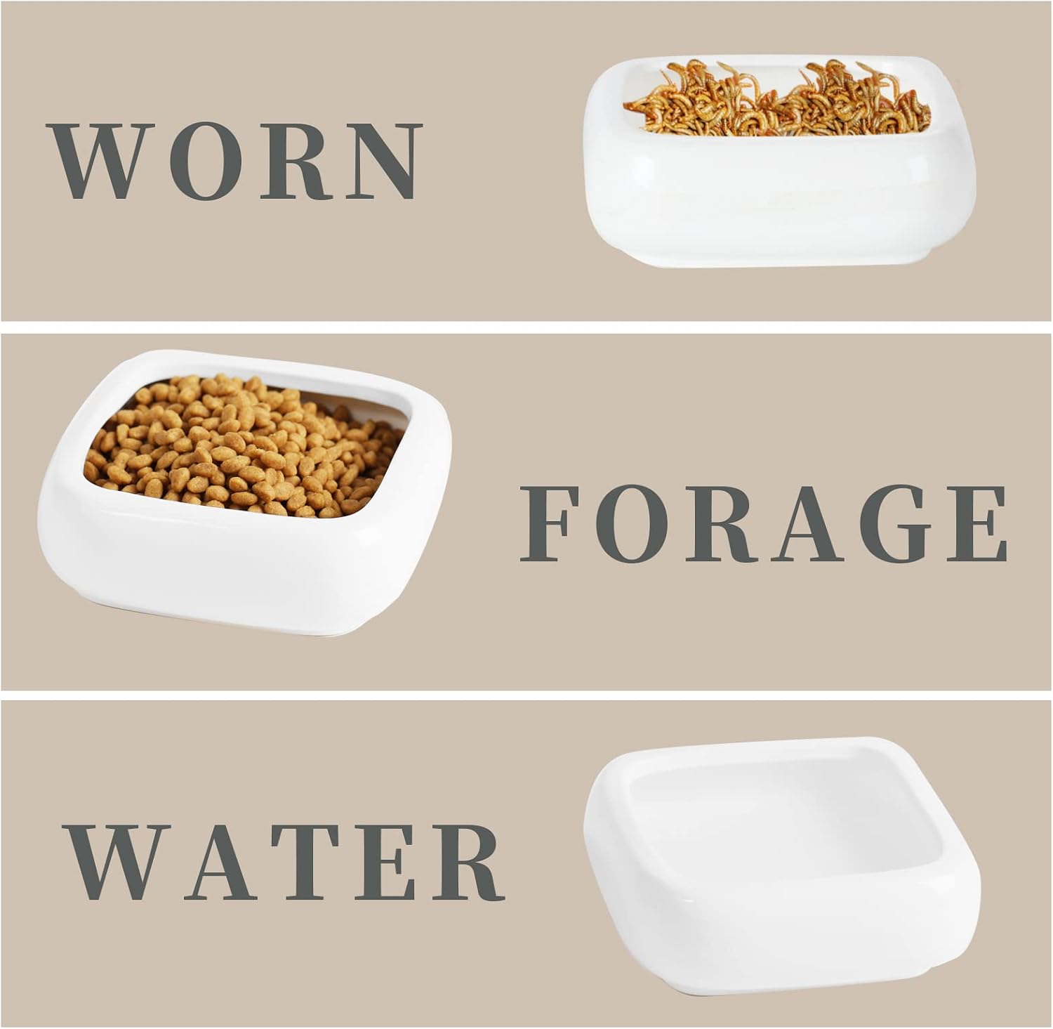 Ceramic Reptile Food Bowls, Reptile Water Food Dish (White, Medium-1Pack) - Image 7