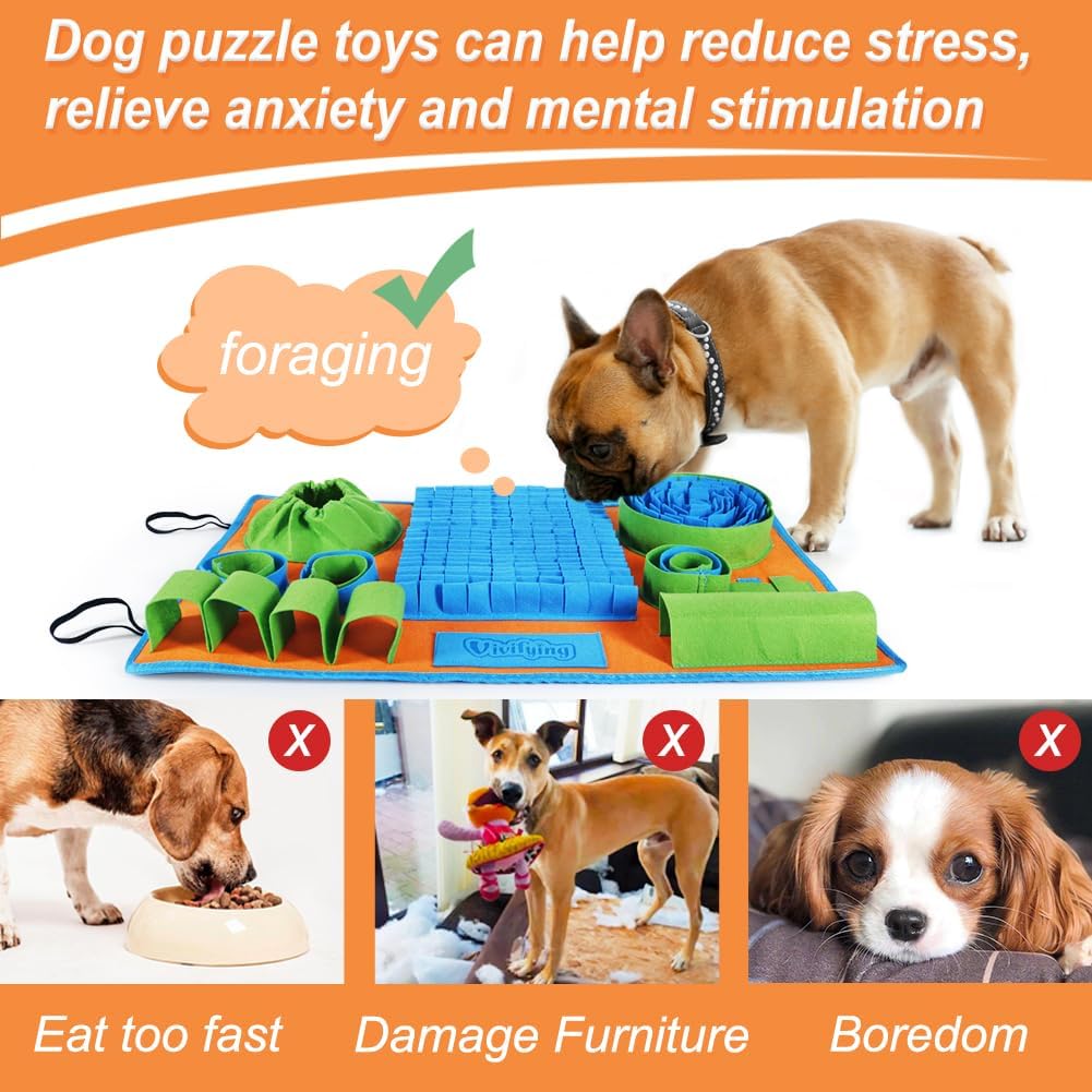 Vivifying Snuffle Mat for Dogs, Interactive Dog Puzzle Toy for Boredom and Mental Stimulation, Enrichment Feeding Game Sniff Mat Helps Slow Eating and Keep Busy - Image 5