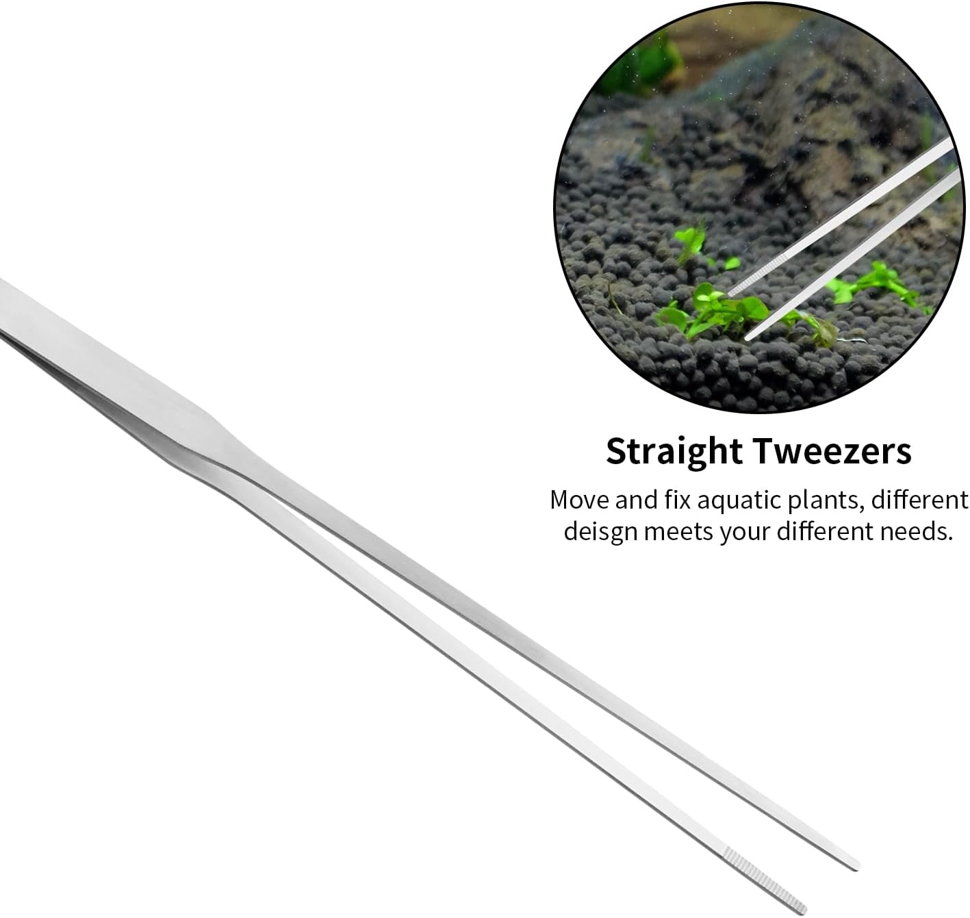 Ohtomber Aquascape Tools Aquarium Kit - 4PCS Terrarium Supplies Include Long Tweezers for Terrarium, Feeding Tongs, Aquarium Scissors, Algae Scraper for Fish Tank Cleaning Plant Trimming - Image 6