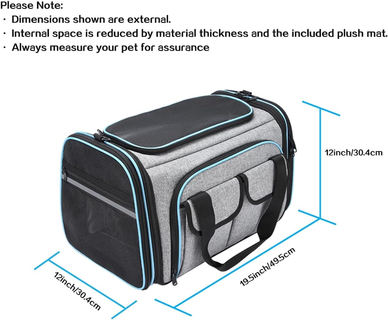 Airline Approved Pet Carrier, Large Soft Sided Pet Travel TSA Carrier 4 Sides Expandable Cat Collapsible Carriers with Removable Fleece Pad and Pockets for Cats Dogs and Small Animals - Image 3