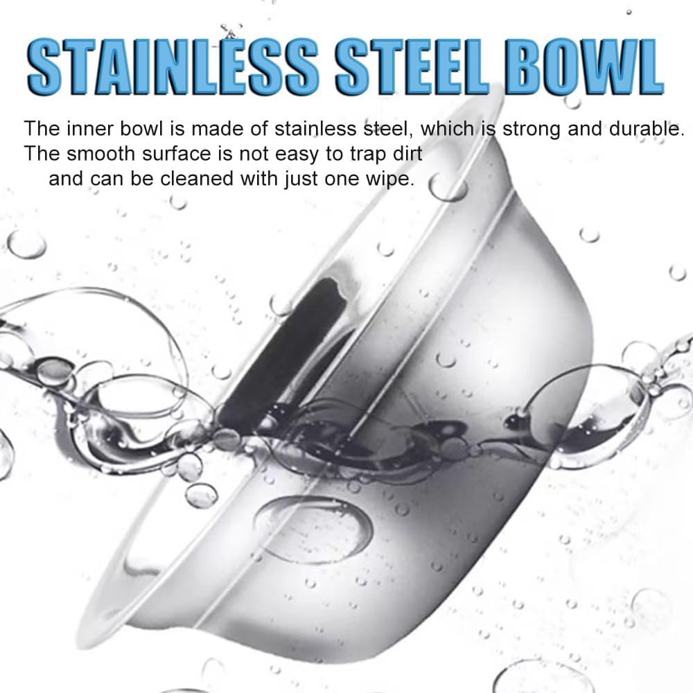 Double Cat Food Bowl -Stainless Steel Bowls with Easy-to-Clean Detachable Design, Non-Slip Base, Pet Feeder for Kittens and Medium Cats (Blue) - Image 3