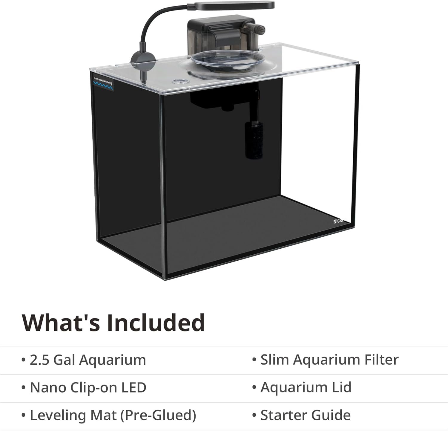 NICREW 2.5 Gallon Nano Nature Aquarium Kit, Ultra-Clear Rimless Desktop Fish Tank with Light and Filter, Perfect for Small Fish, Shrimp, or Betta, Basic Version, Black - Image 6