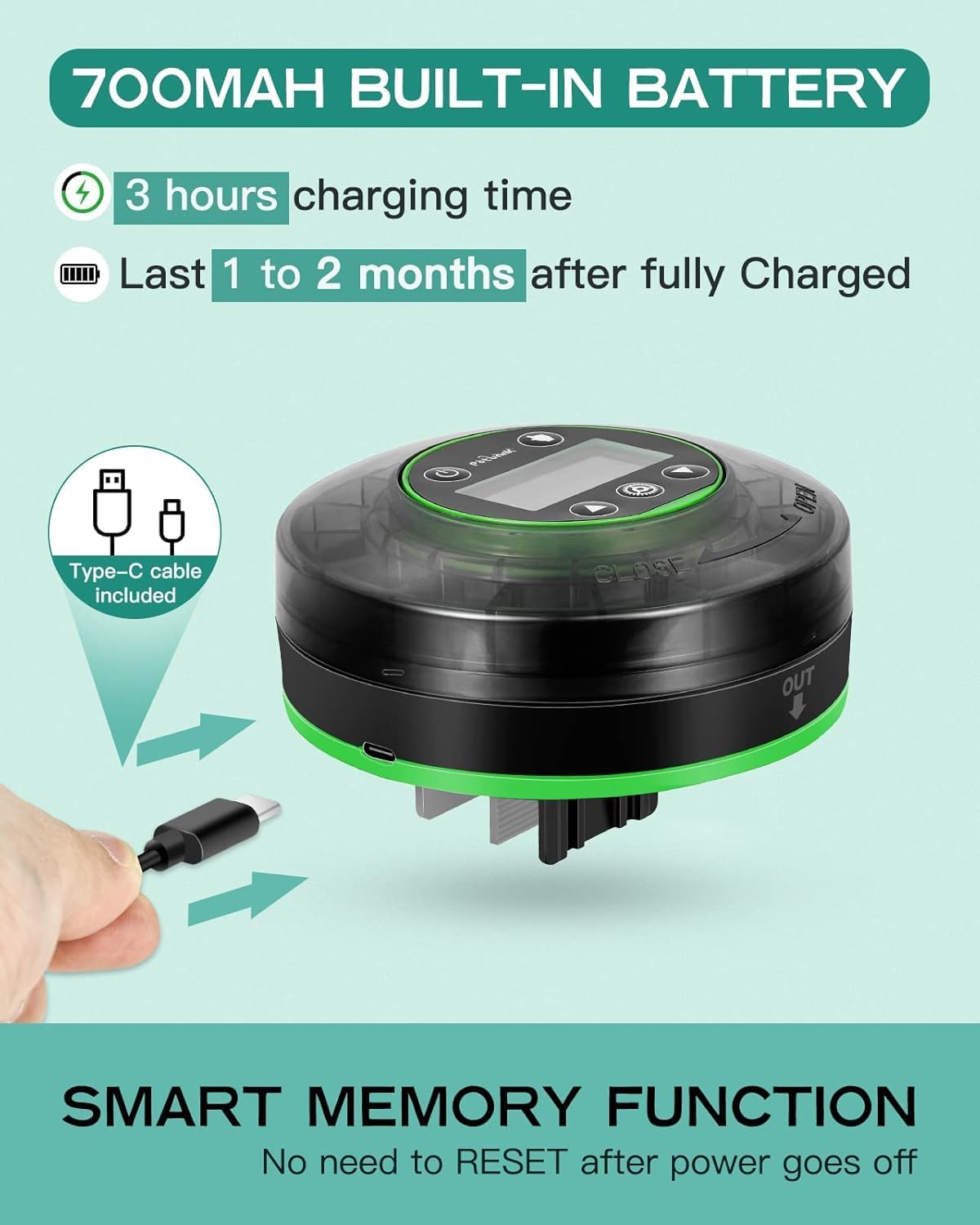 Automatic Fish Feeder for Aquarium - Moisture-Proof and Precision Feeding Betta Vacation Feeder, USB Rechargeable Auto Fish Food Dispenser with Timer,LCD Display - Image 5