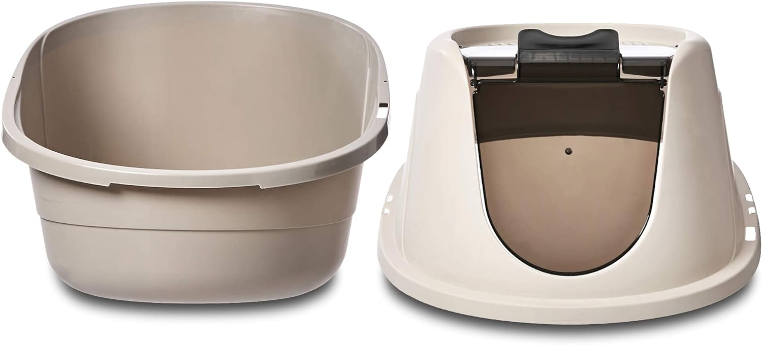 Amazon Basics No-Mess Hooded Enclosed Cat Litter Box with Odor Control and Swinging Door, Standard, 21" x 16" x 15", Multicolor - Image 5