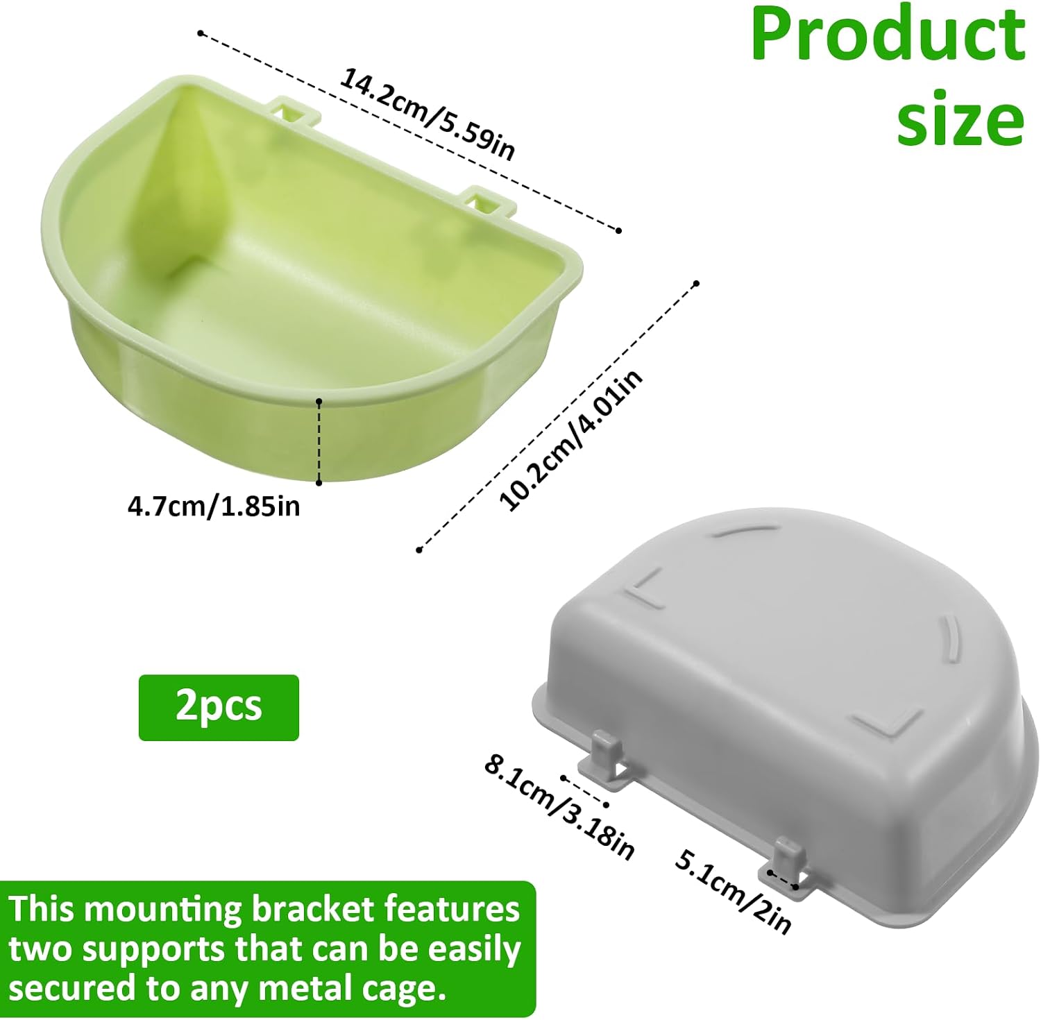 2 Pack Feeder, Hanging Food Bowl Feeder Food and Water Container for Wire Cage Feeding Dish Hanging Cups for Birds Hamsters Mice Rats Guinea Pig Small Pets - Image 2