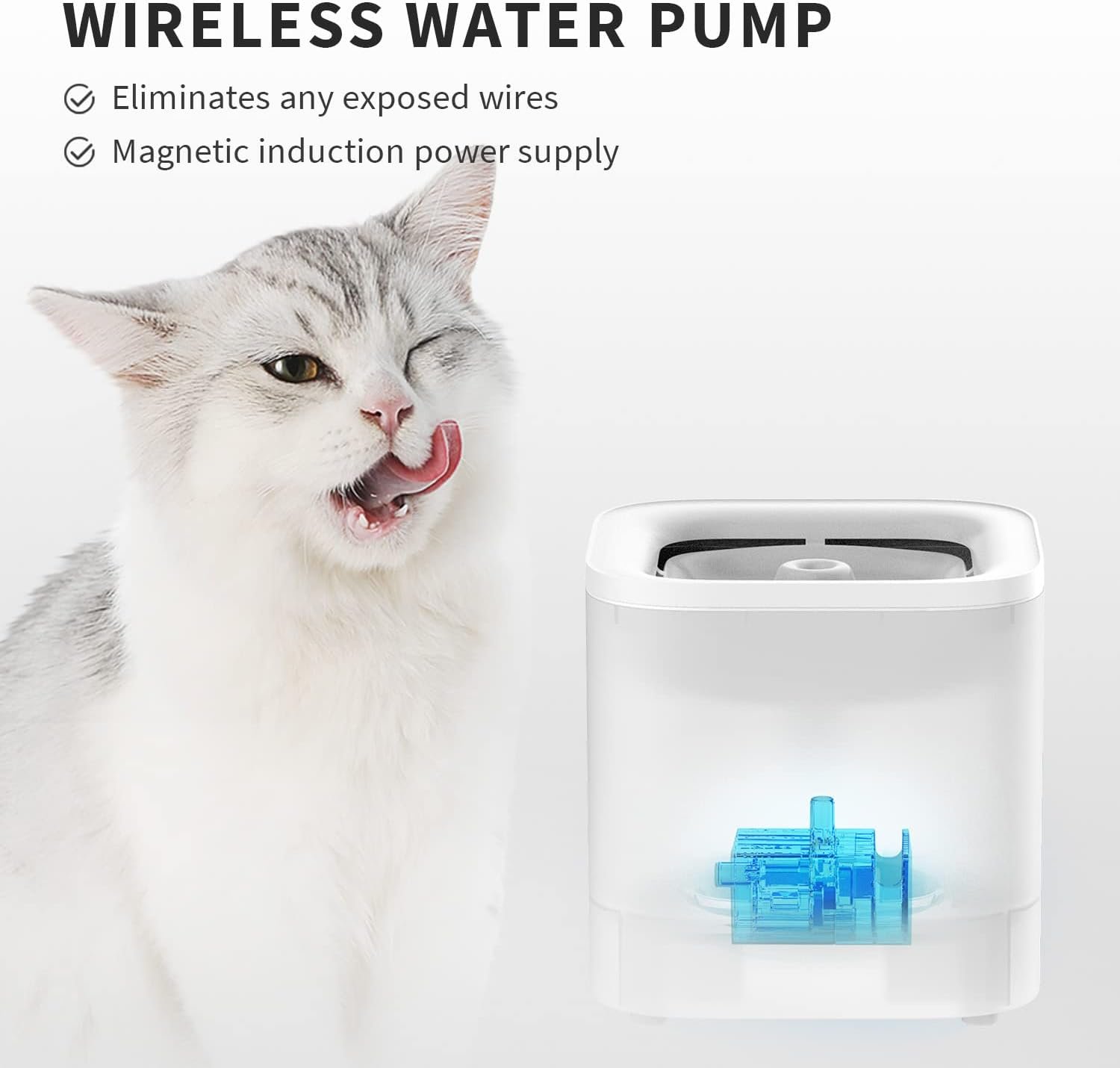 PETKIT New Cat Water Fountain with Wireless Pump, Ultra Quiet 65oz/1.85L Pet Water Fountain for Cats and Dogs Inside, Detachable Design Easy to Clean and Assemble, Filters Included - Image 2