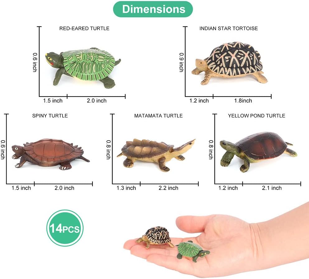 Volnau Mini Sea Turtle Figures 14PCS Animal Toys Figurines for Kindergarten Toddlers Kids Ocean Sea Creature Cake Topper Pack - Image 3