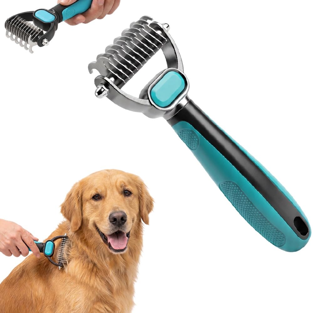 Double-Sided Pet Grooming Rake For Cats & Dogs, 2-In-1 Dematting Comb, Ergonomic Pet Grooming Matt Remover Detangler For Long Haired Pets (small)