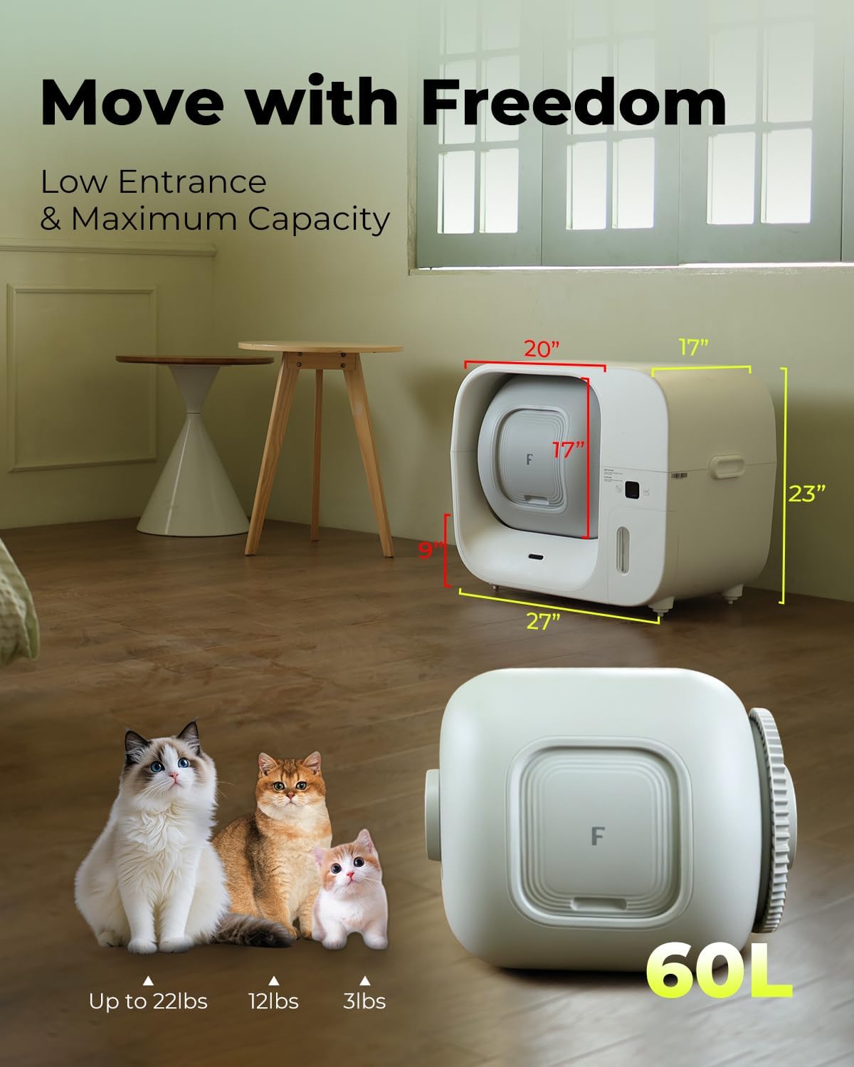 Furbulous True Odor-Free Self Cleaning and Packing Litter Box, Automatic Cat Litter Box with Self-Pack and Refill System, APP Control, Extra Large Space for 3.3-22 lbs Cats, Upgraded Version - Image 7