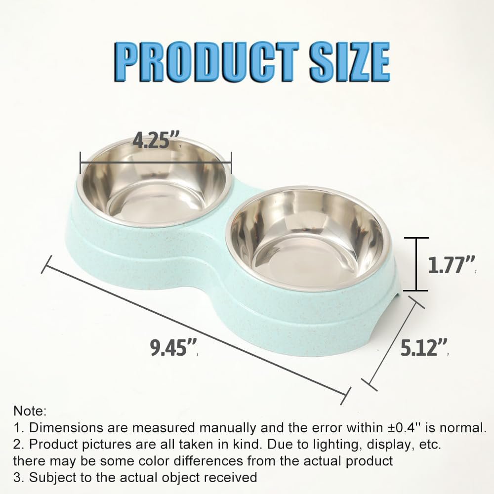 Double Cat Food Bowl -Stainless Steel Bowls with Easy-to-Clean Detachable Design, Non-Slip Base, Pet Feeder for Kittens and Medium Cats (Blue) - Image 5