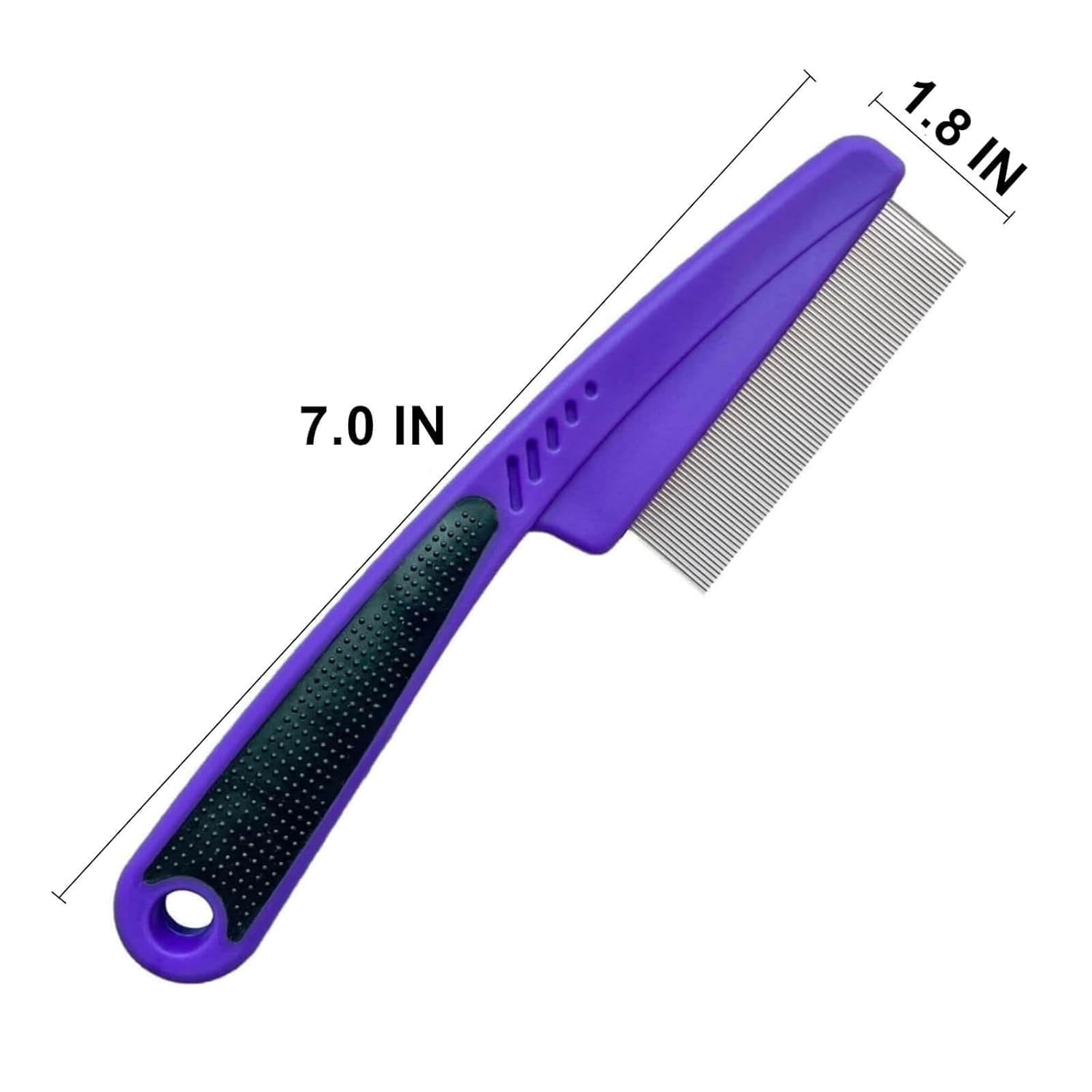 Yumflan Flea Comb with Rubber Handle, Flea and Tick Combs for Dogs & Cats, Fine Tooth Dog Comb for Grooming (Purple) - Image 3