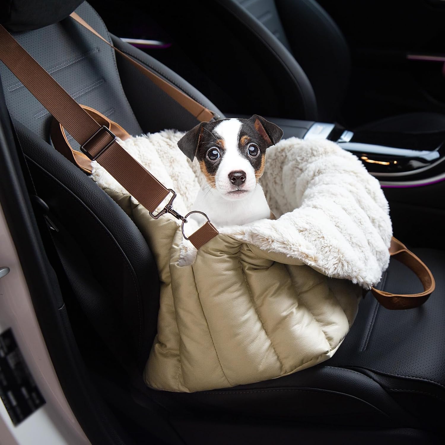 ClevaHome Small Dog Car Seat & Travel Carrier & Pet Bed, Soft Fleece Interior for Dogs up to 10lbs, Stylish Pet Travel Tote for Indoor and Outdoor Use - Image 4