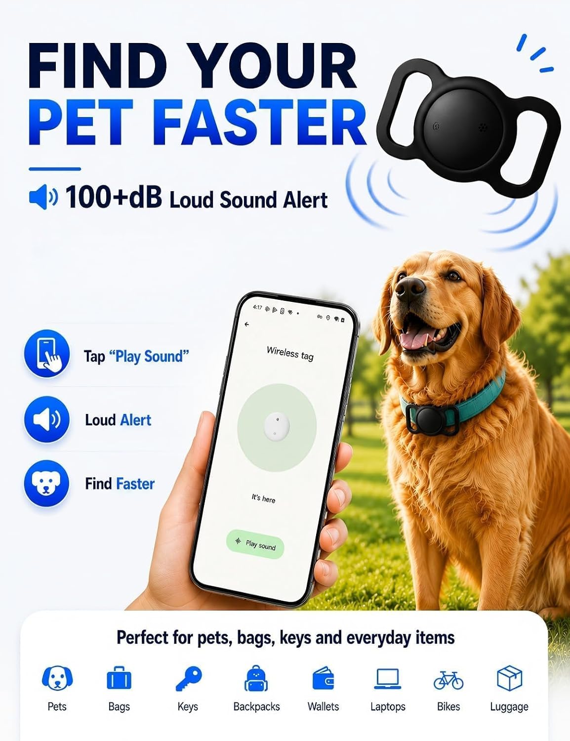 GPS Tracker for Dogs (iOS & Android) - No Subscription Dog GPS Tracker Collar Smart Cat Real-Time Activity Tracker, Works with Google Find Hub & Apple Find My App, Anti-Lost for Pet Items Kitten Grey - Image 6
