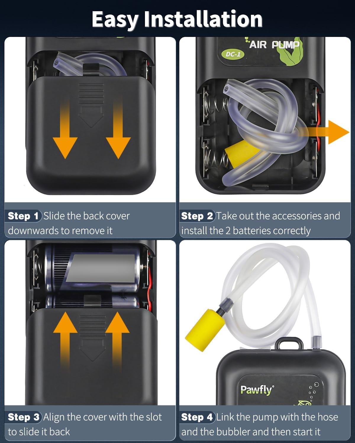 Pawfly Aquarium Air Pump, 40 GPH Fish Tank Air Pump for 5-30 Gallon Tanks,Black & White - Image 3