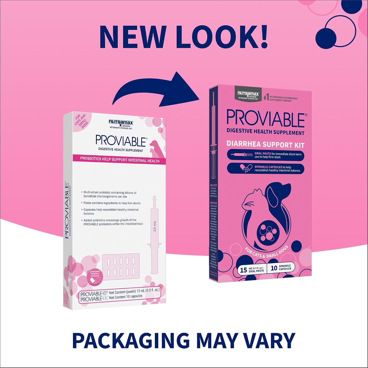 Nutramax Proviable Probiotics for Small Dogs and Cats, Diarrhea Support Kit, Digestive Health Supplement with Multiple Strains of Bacteria, Plus Prebiotics, Kaolin and Pectin, 15 ml Paste and 10 Capsules - Image 2