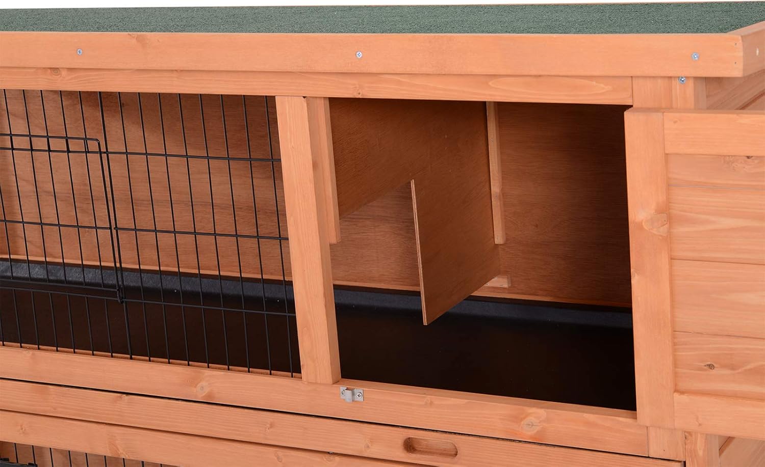 PawHut 54" 2-Story Large Rabbit Hutch Bunny Cage Wooden Pet House Small Animal Habitat with Lockable Doors, No Leak Tray and waterproof Roof for Outdoor/Indoor Orange - Image 8