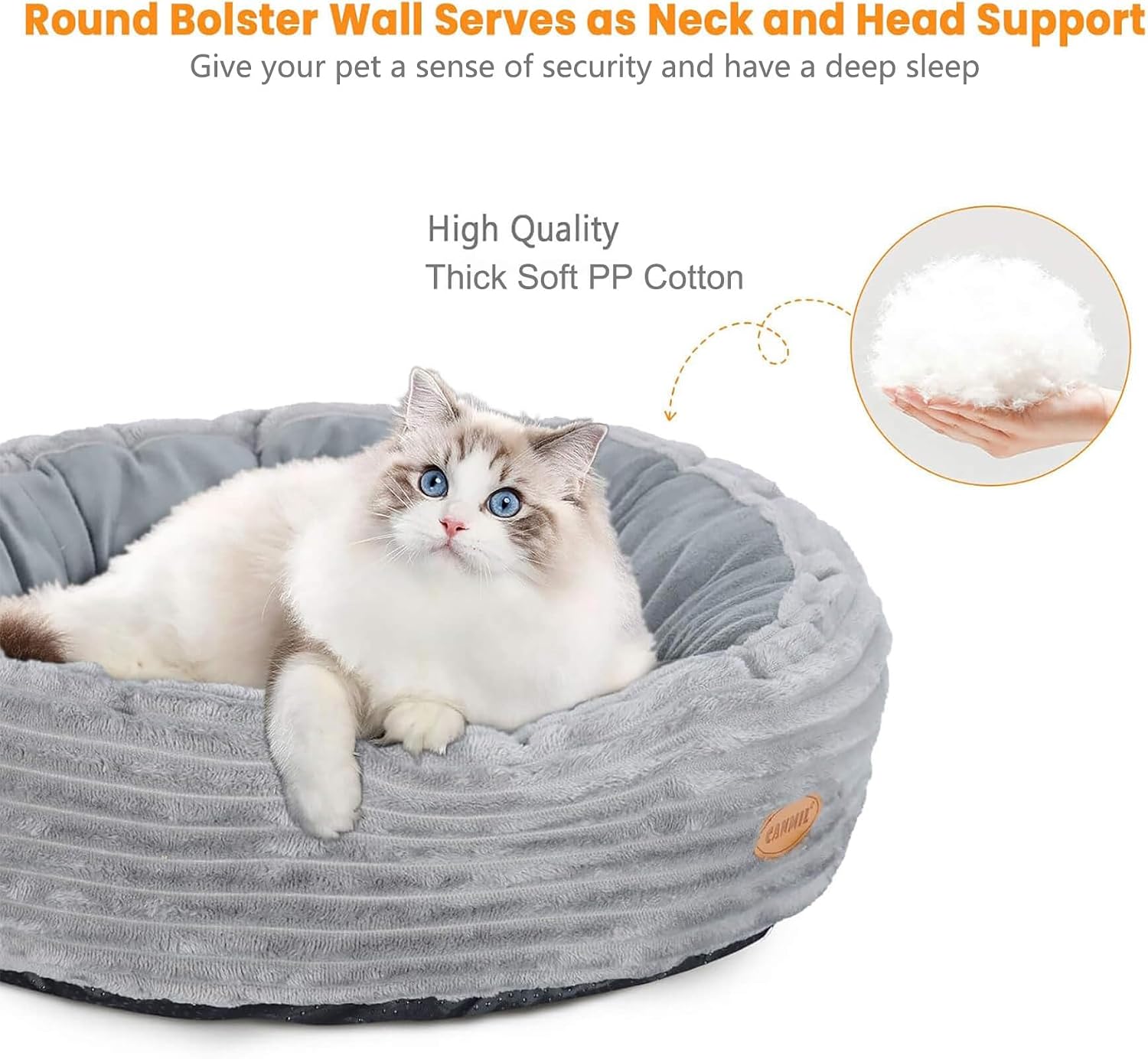 Heated Cat Bed for Indoor Cats, 20’’ Electric Cat Heated Bed Pet Warming Bed for Cats and Small Dogs, Washable Calming Round Donut Pet Bed with Heating Pad, Indoor Use - Image 4
