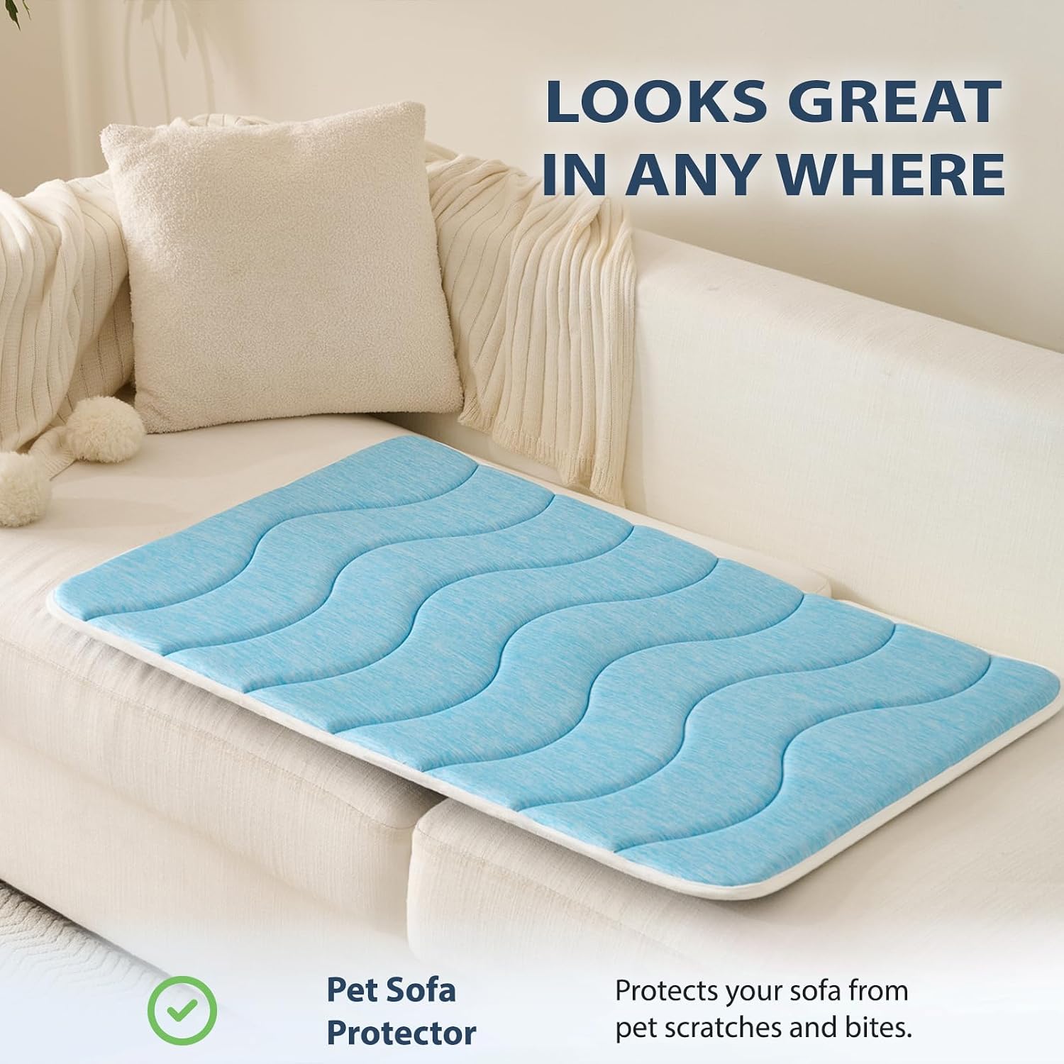 MICROCOSMOS 0.8" Thick Cooling Dog Foam Pad & Summer Pet Sleeping Mat, Machine Washable, Materials Safe, Portable Flat Pet Bed for Dogs.(Sky Blue, 36" x 23") - Image 4