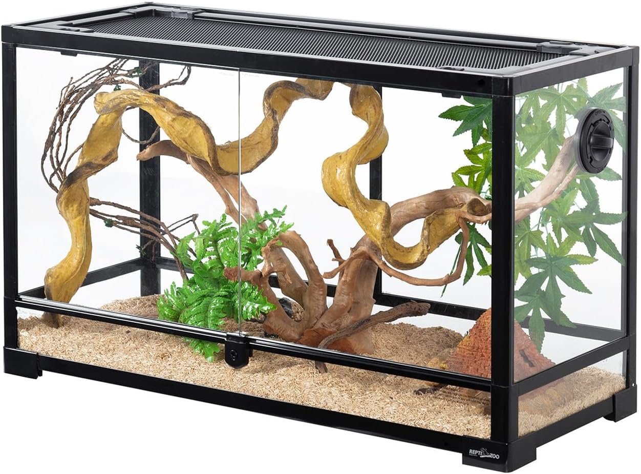 REPTI ZOO Tempered Glass Reptile Terrarium 30 Gallon, Wide Reptiles Tank 30" x 12"x 18" for Reptile Pets Bearded Dragon Gecko Lizard, Double Front Opening Doors Top Screen Ventilation - Image 2