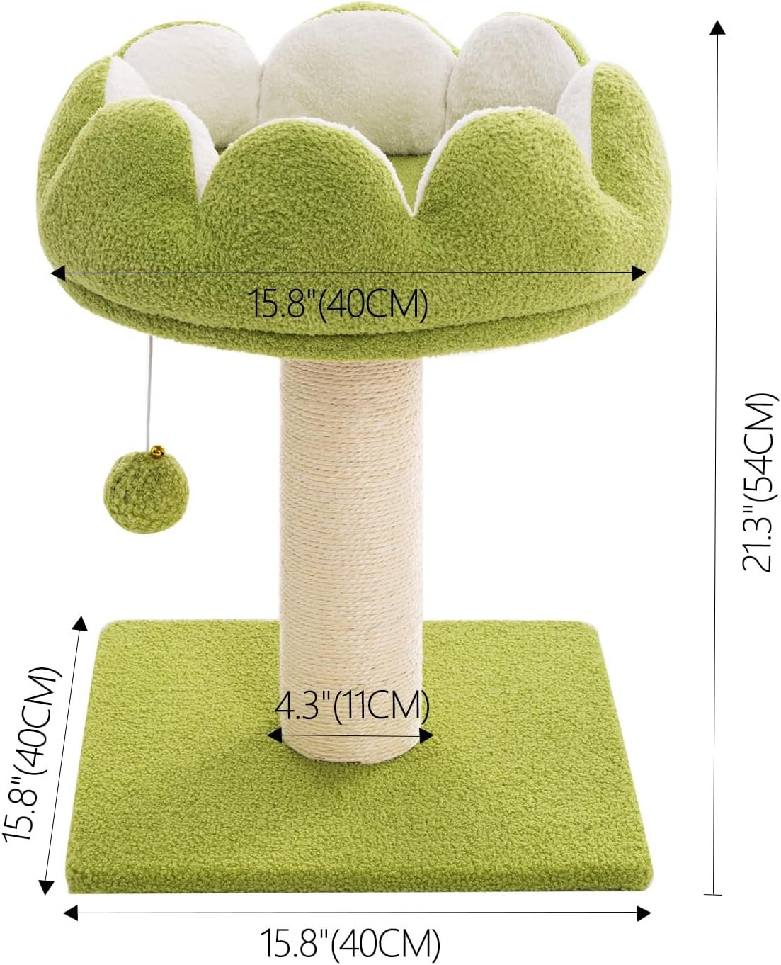 Flower Cat Scratching Post for Indoor Cats Scratcher with Bed | Comfortable & Removable Perch, Cute Cat Tree with Dangling Ball, Sisal Scratching Post, Simple Assembly & Stability - Image 6