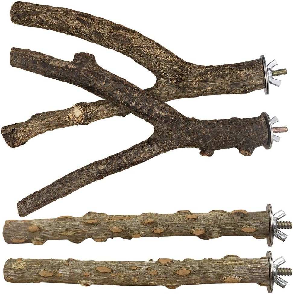 LIMIO Bird Perch 4 PCS Natural Wood...