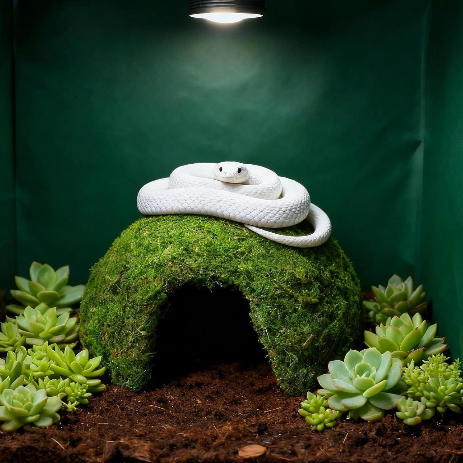 Reptile Moss Hideout, Half Round Cave for Lizards Snakes Frogs | Reptile Moss Hideout, Half-round dome shape, Full moss exterior coverage, Spacious interior room, Stable on all substrates - Image 6