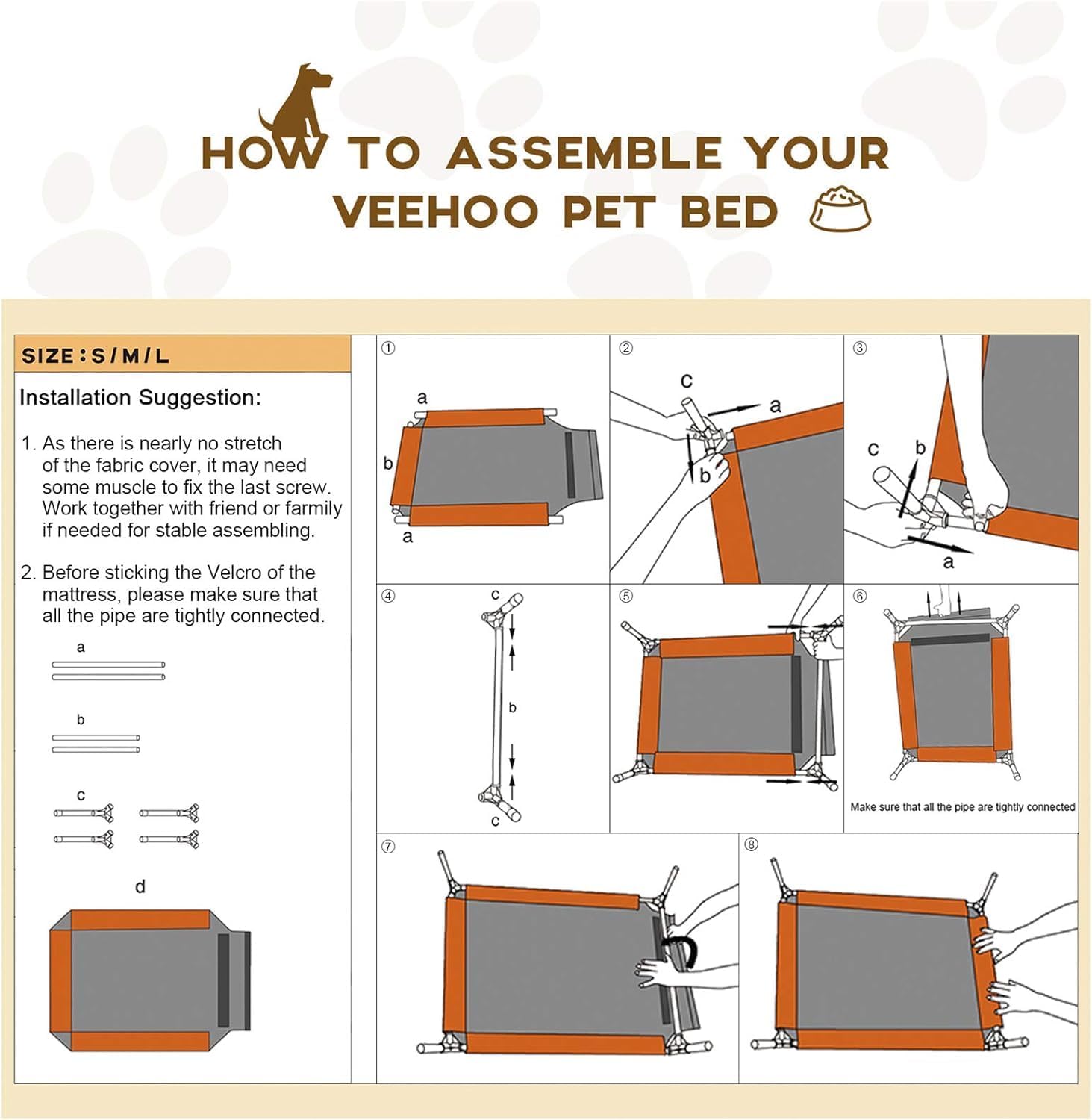 Veehoo Outdoor Elevated Dog Bed Large Sized Dogs, Large Cooling Raised Dog Cots Beds Training Platform Off Ground Hammock with Breathable Mesh, No-Slip Feet, 42"x30", Black - Image 8