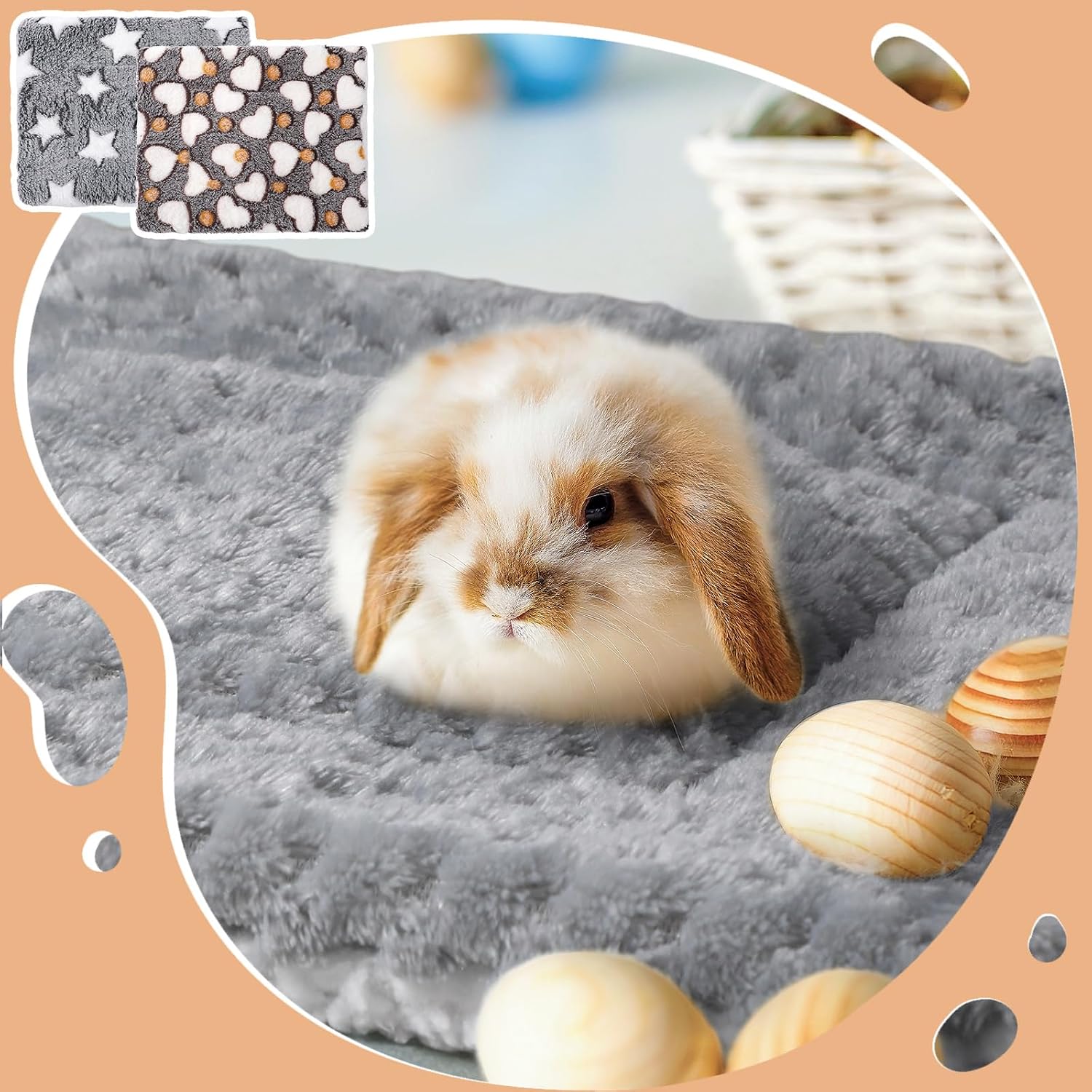 Jetec 3 Pcs Bunny Guinea Pig Beds Soft Bunny Mats Warm Guinea Pig Mat Small Animal Bed Pads Fleece Sleeping Pads for Indoor Rabbit Hamster Squirrel Hedgehog Chinchilla(Fleece,Pineapple Grid,Gray) - Image 6
